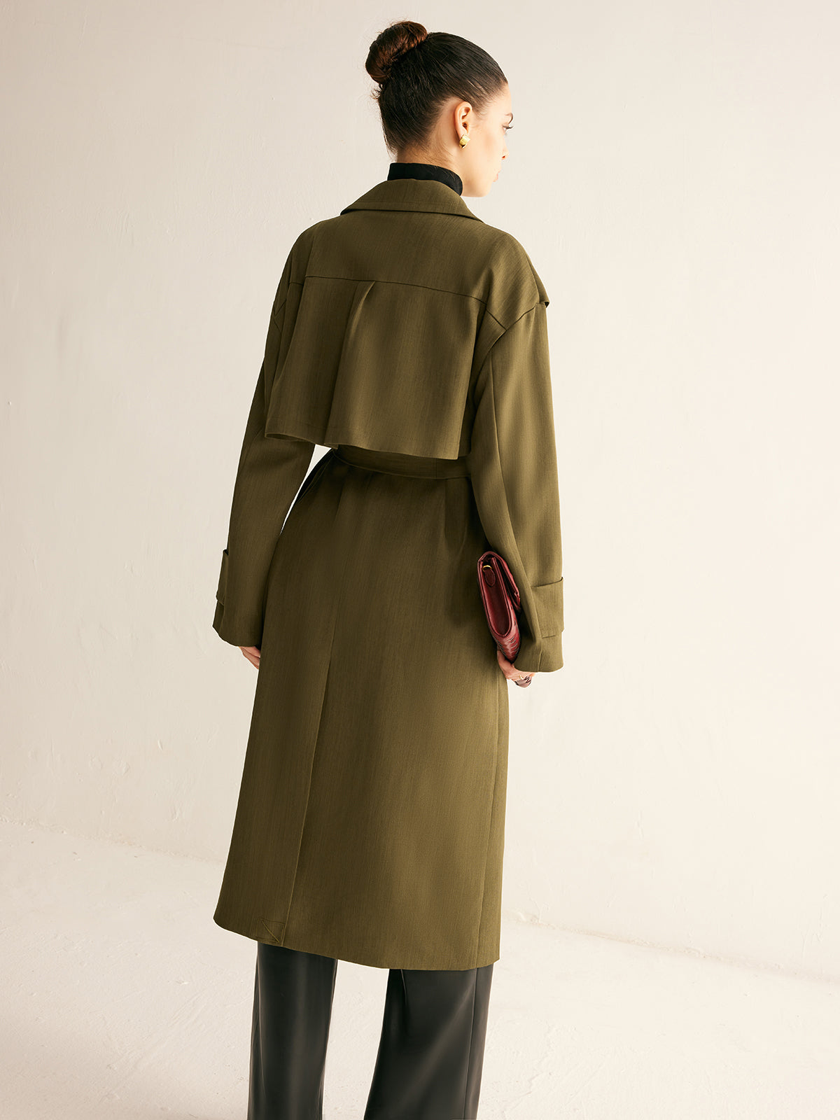 Retro Belted Long Trench Coat-Massicos