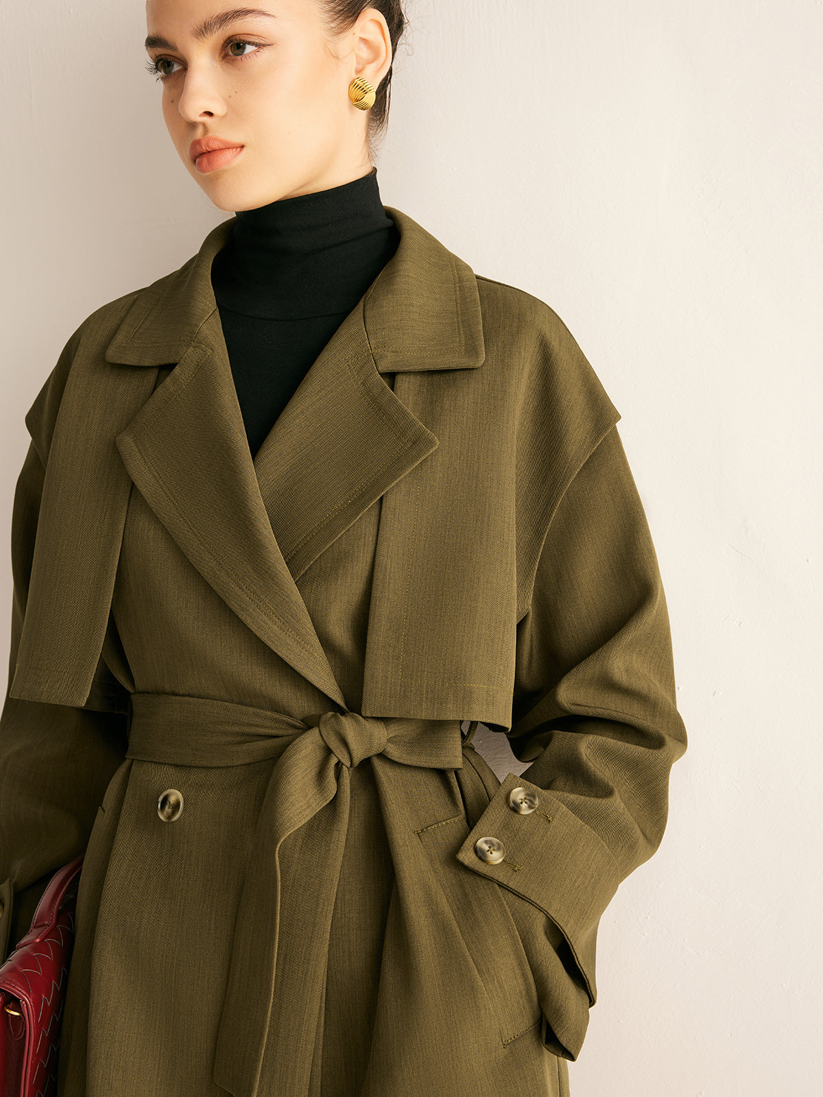 Retro Belted Long Trench Coat-Massicos