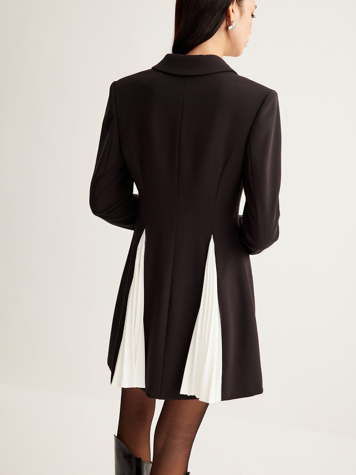 Metal-Button Pleated Blazer Dress-Massicos