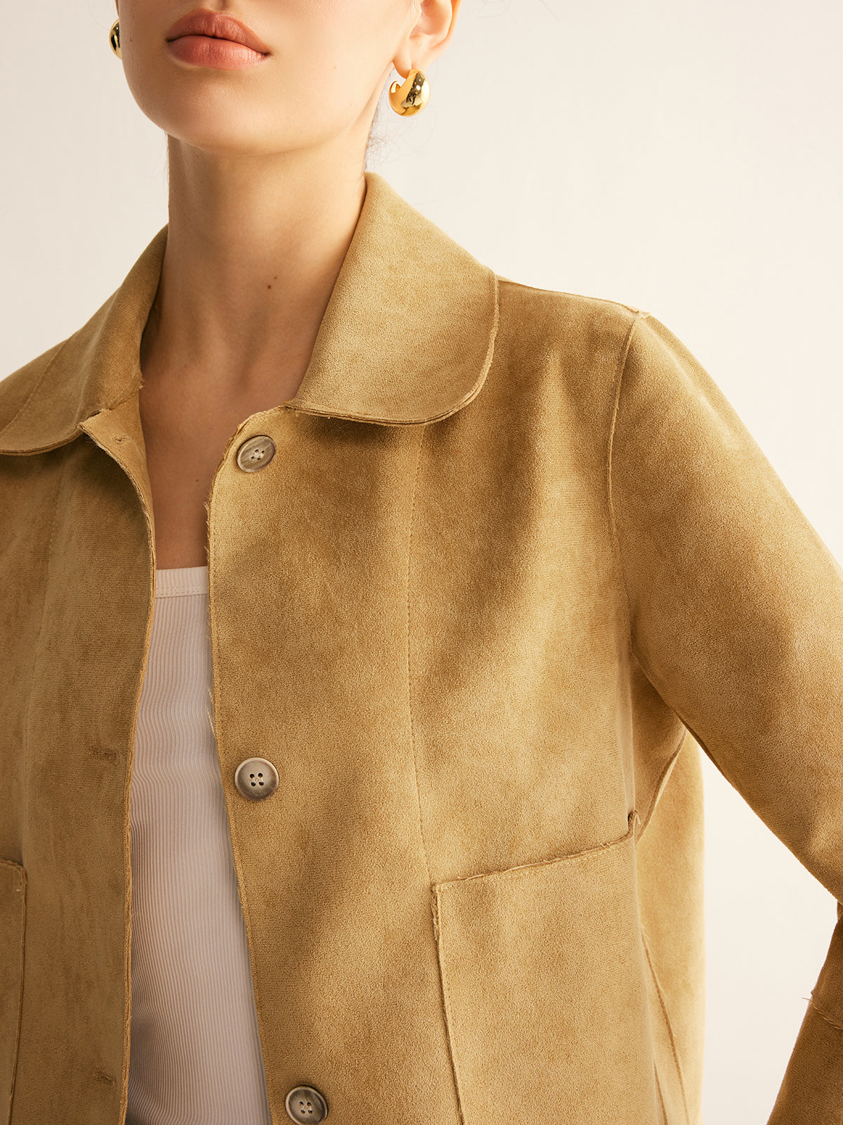 Plain Faux Leather Short Jacket-Massicos