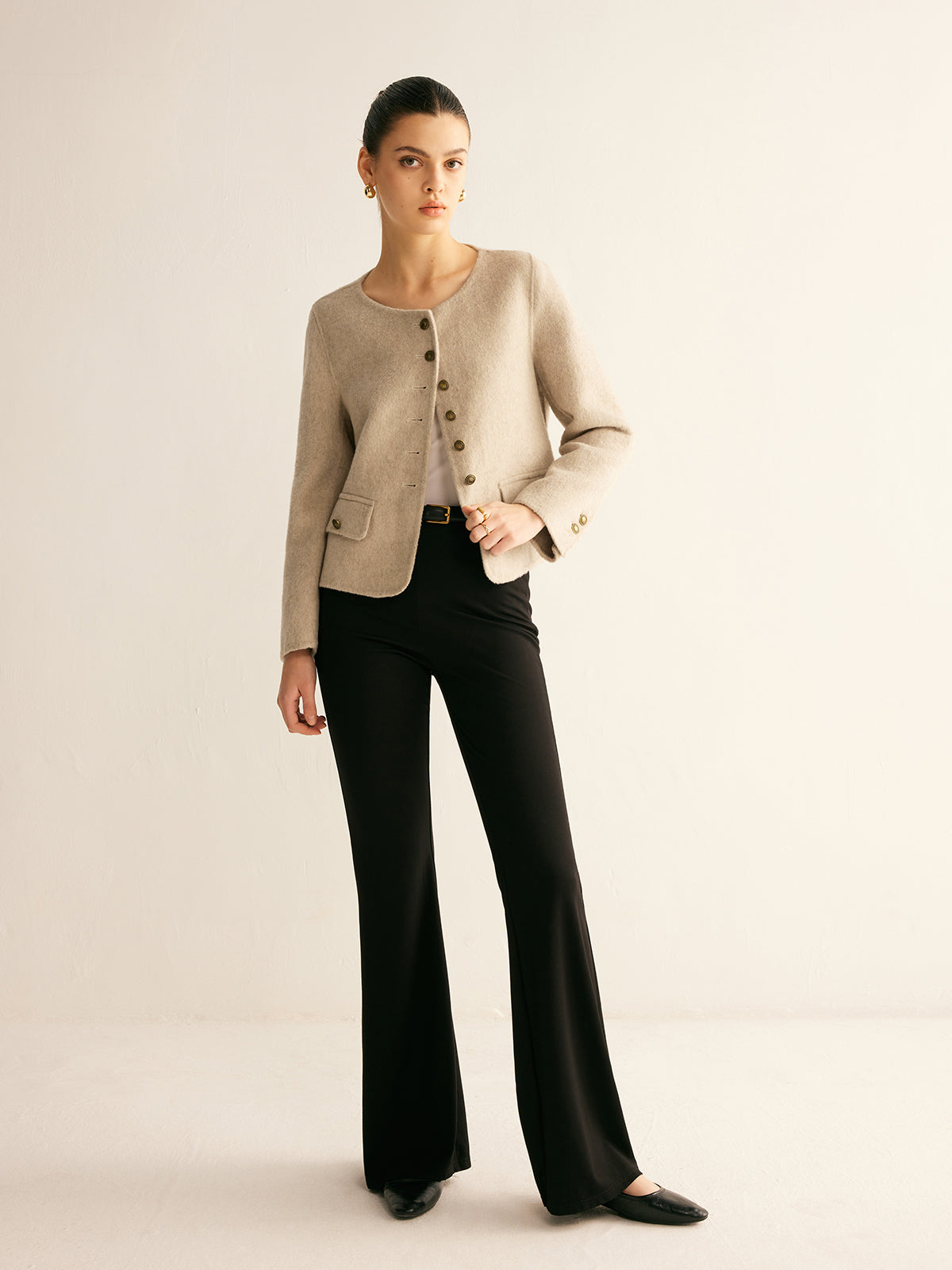 Wool-Blend Elegant Button Jacket-Massicos