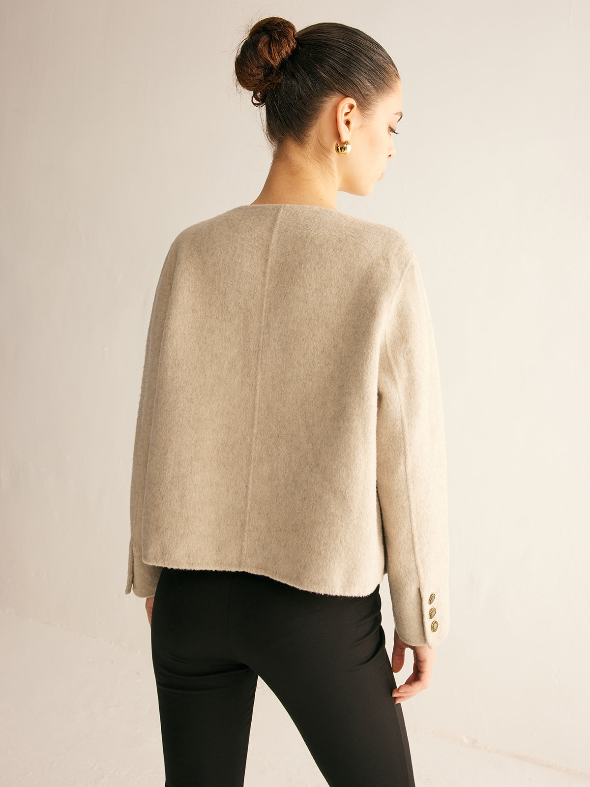 Wool-Blend Elegant Button Jacket-Massicos