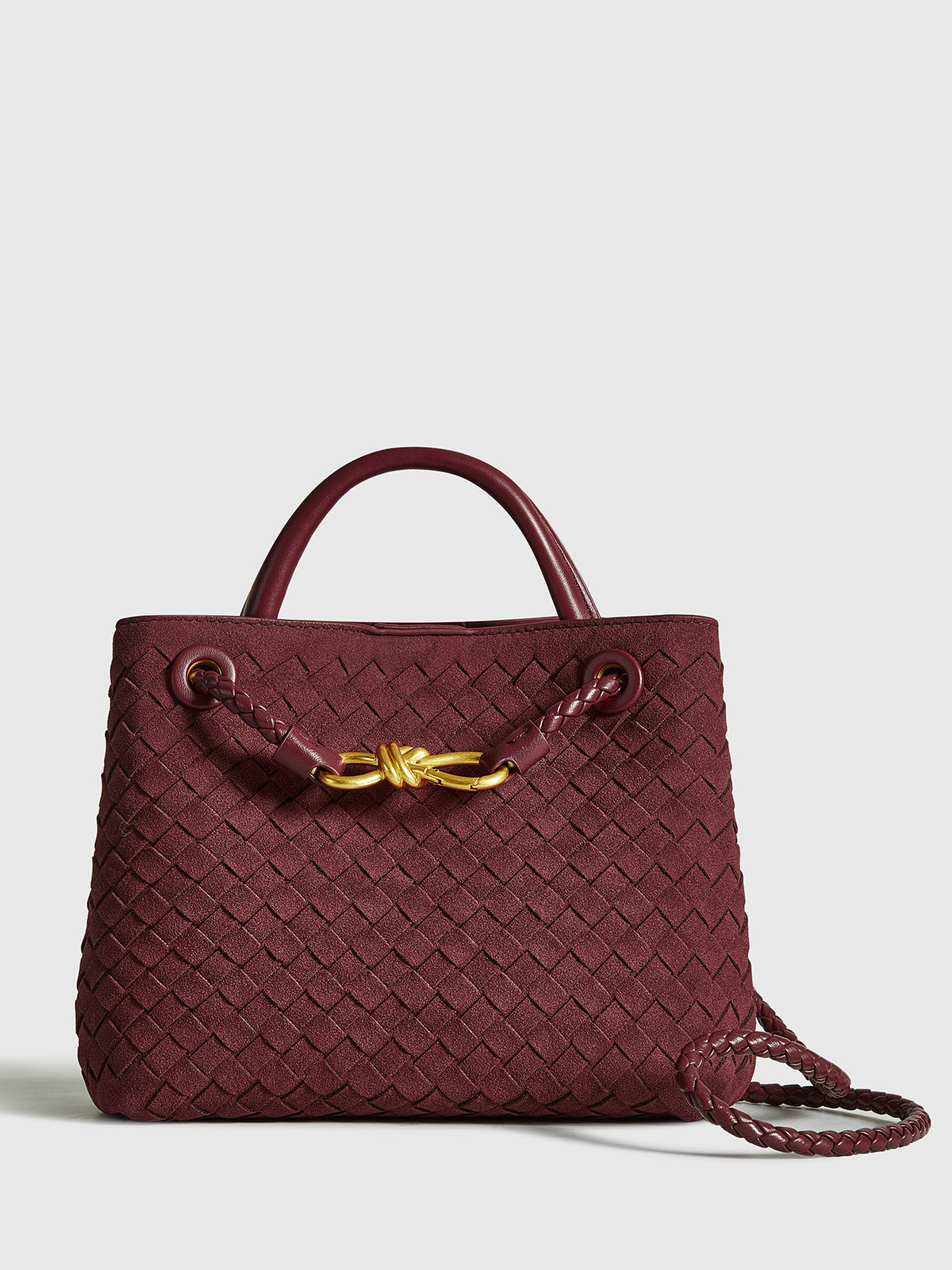 Suede Woven Tote Bag-Massicos