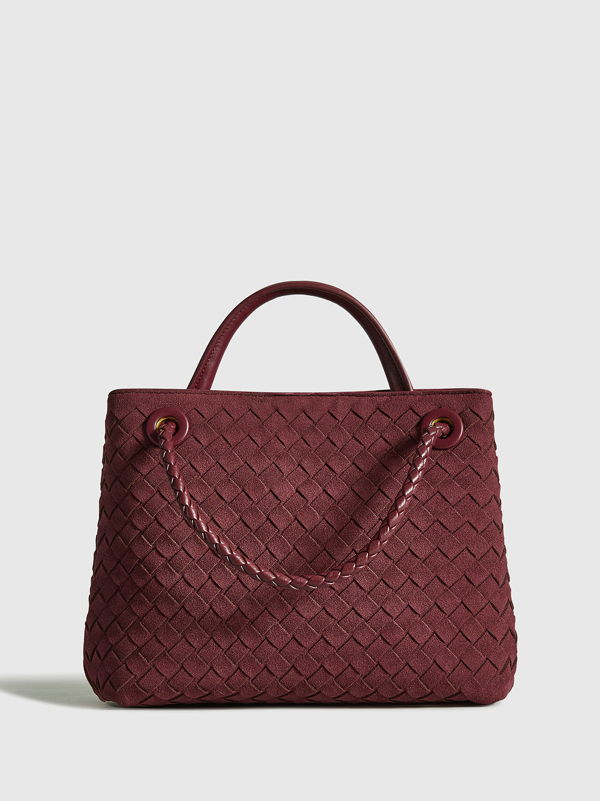 Suede Woven Tote Bag-Massicos