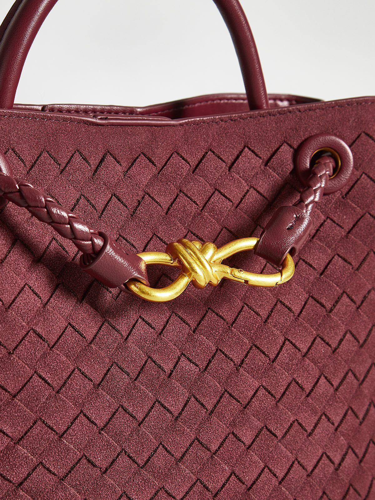 Suede Woven Tote Bag-Massicos