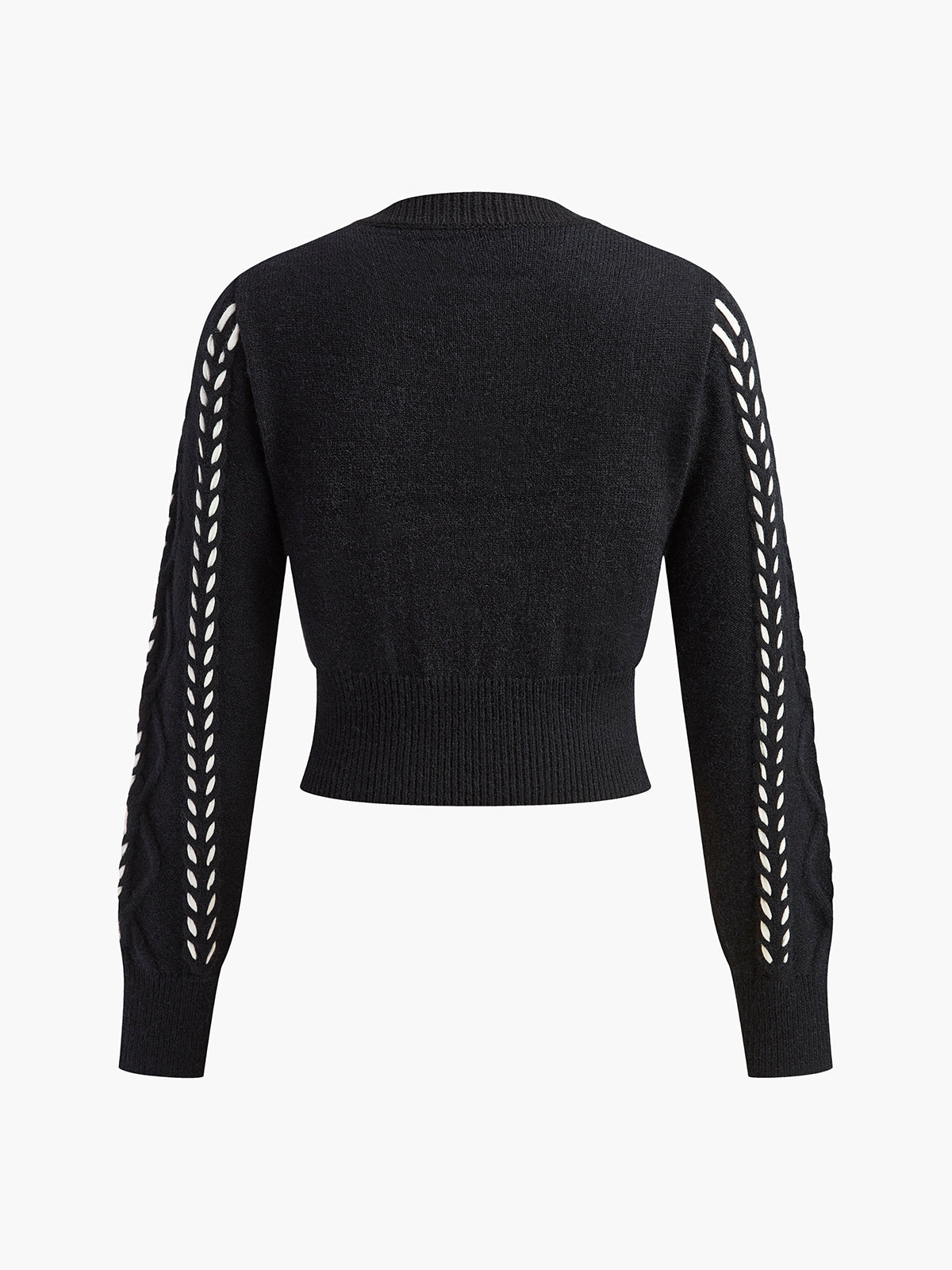 Contrast Binding Cinched Twist Sweater-Massicos