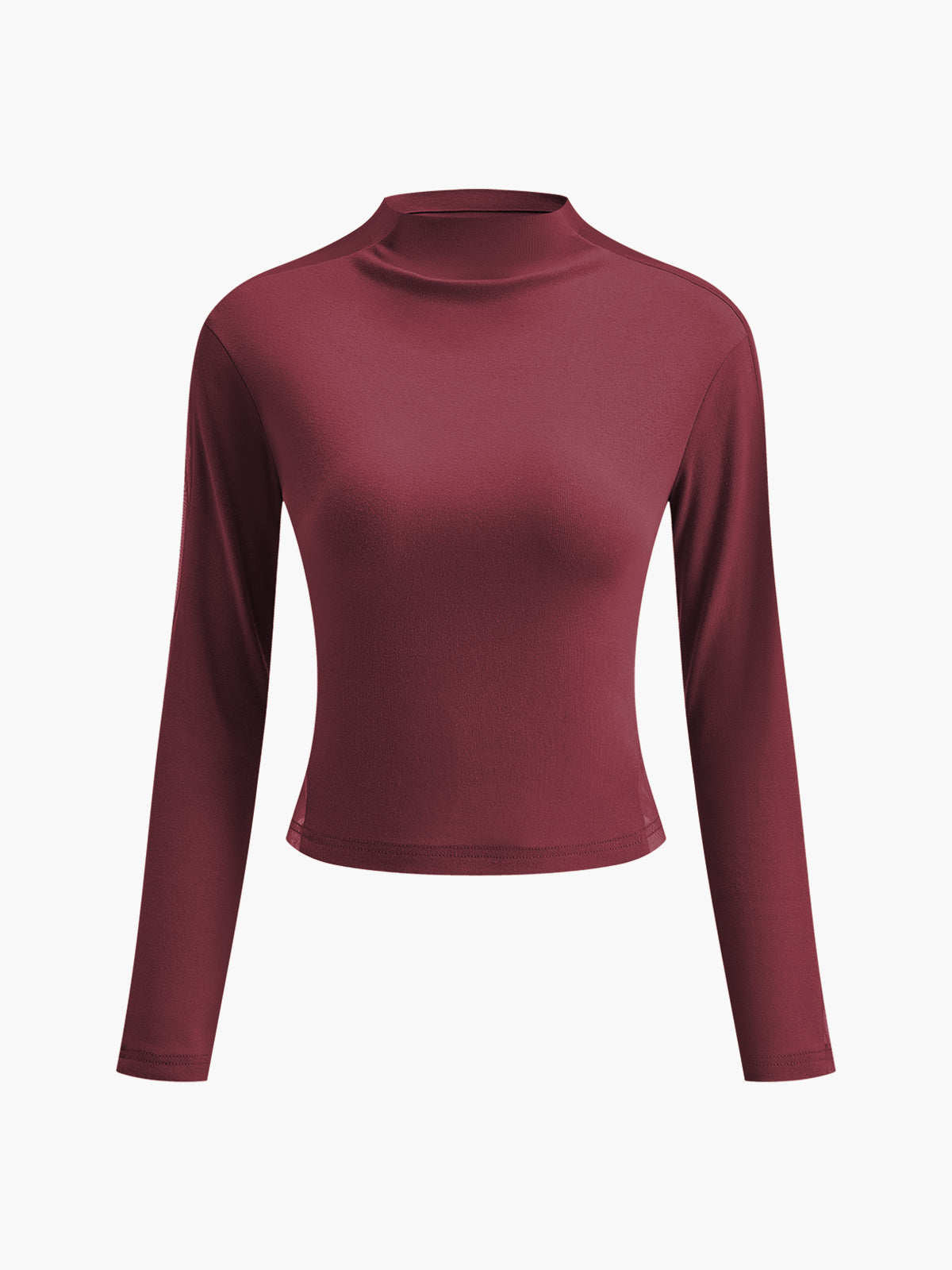 Plain Tulle Mesh Long Sleeve T-Shirt-Massicos