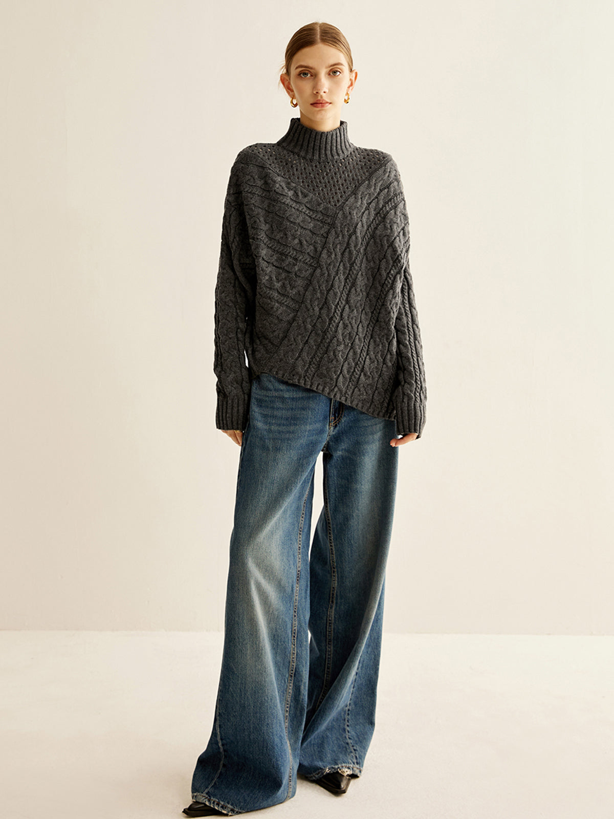 Asymmetrical Mock-Neck Sweater-Massicos