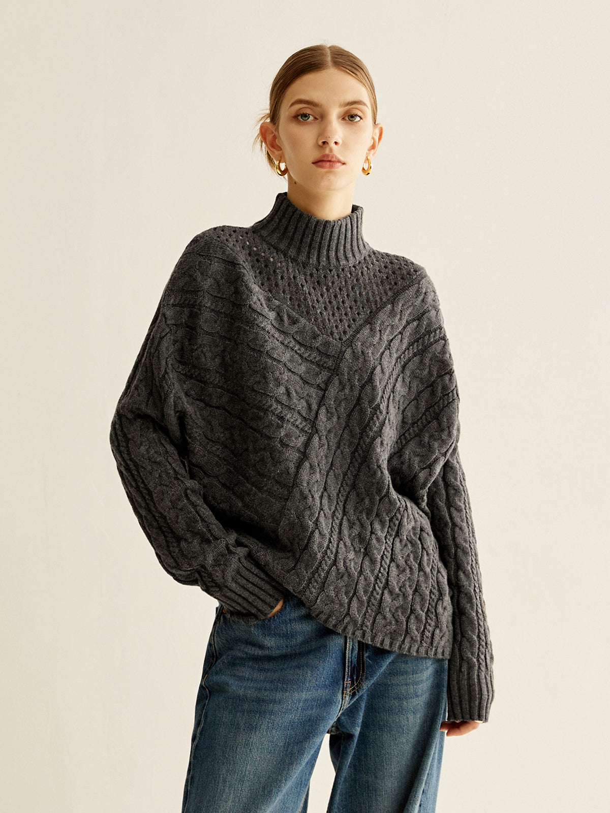 Asymmetrical Mock-Neck Sweater-Massicos
