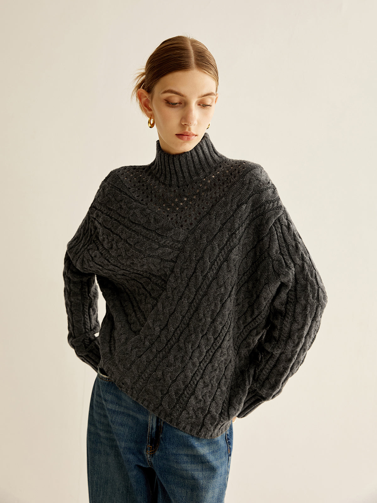 Asymmetrical Mock-Neck Sweater-Massicos