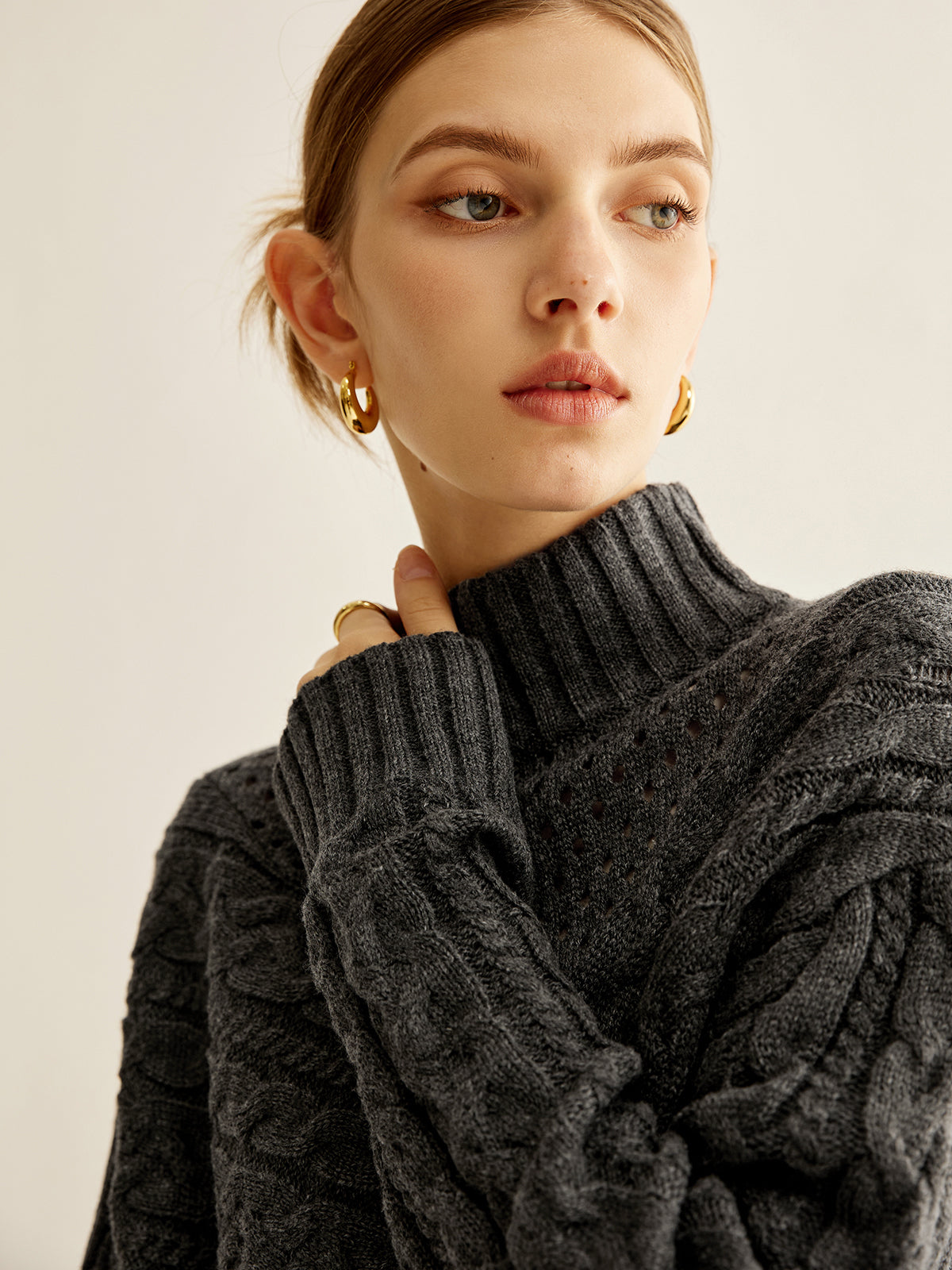 Asymmetrical Mock-Neck Sweater-Massicos