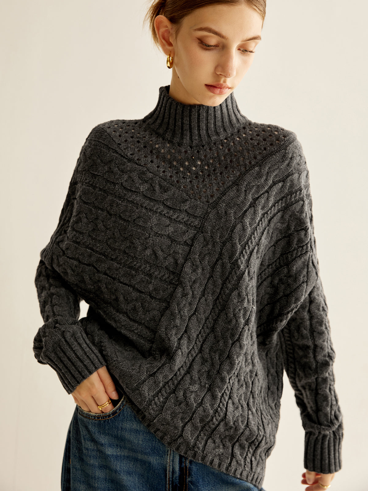 Asymmetrical Mock-Neck Sweater-Massicos