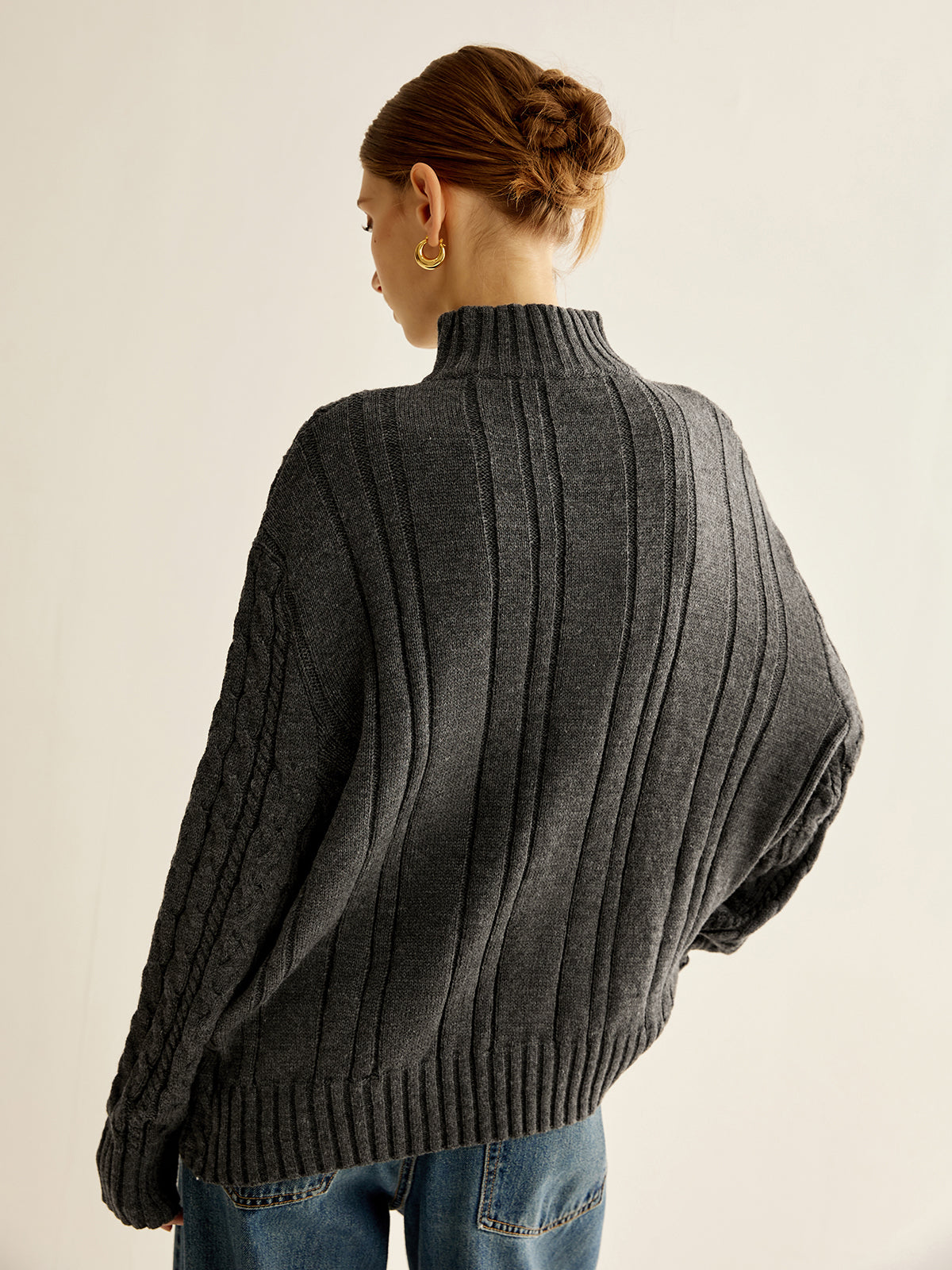 Asymmetrical Mock-Neck Sweater-Massicos