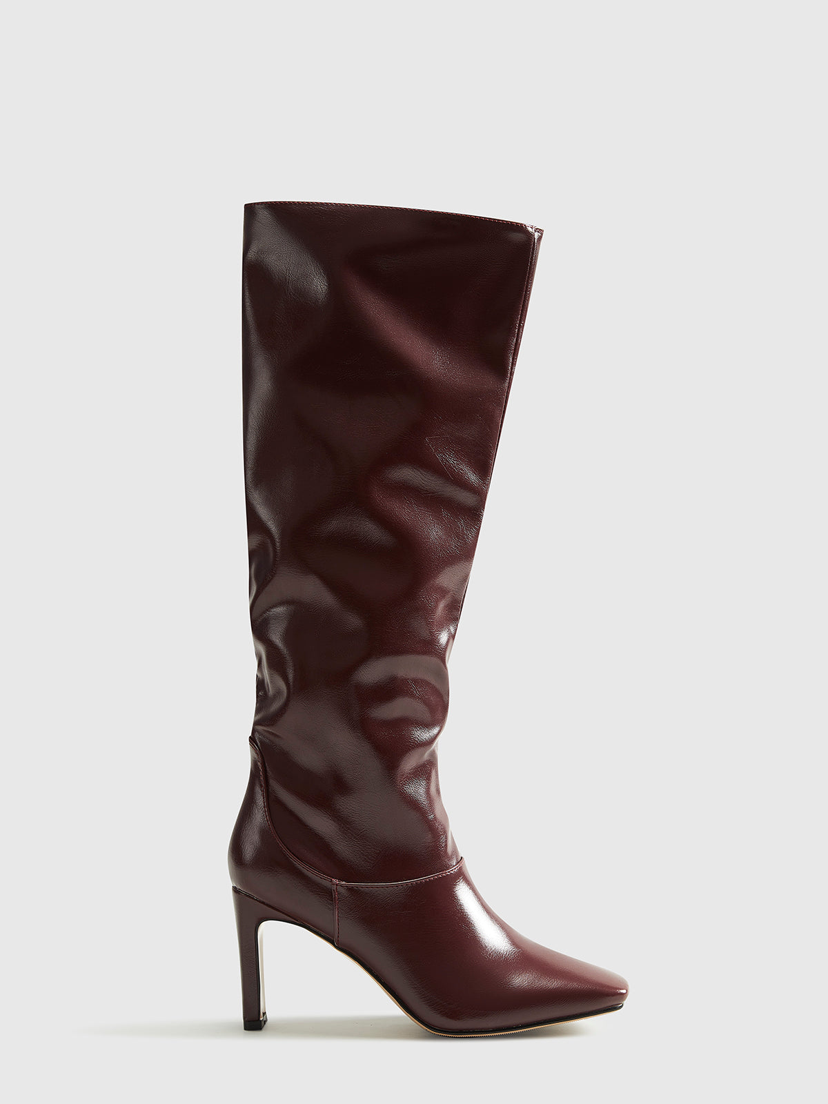 High-Heel Square Toe Knee-High Boots-Massicos