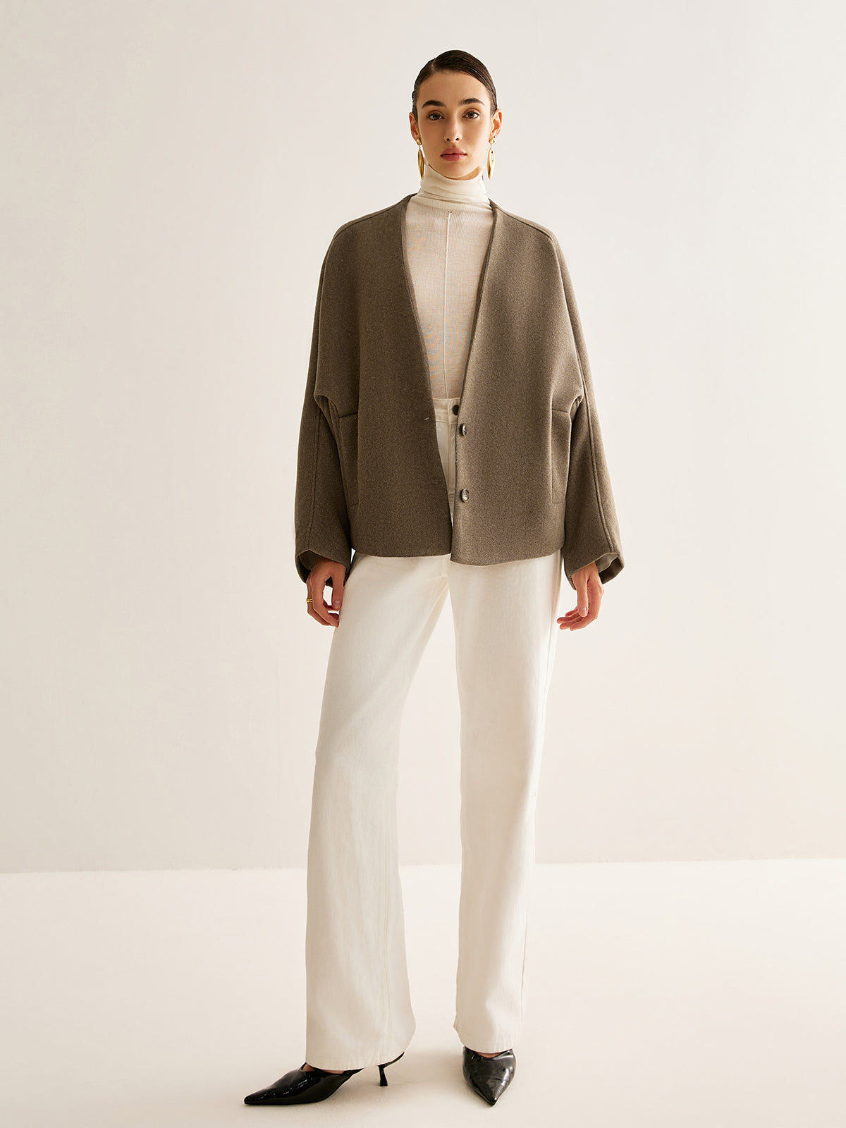 V-Neck Loose Warm Jacket-Massicos