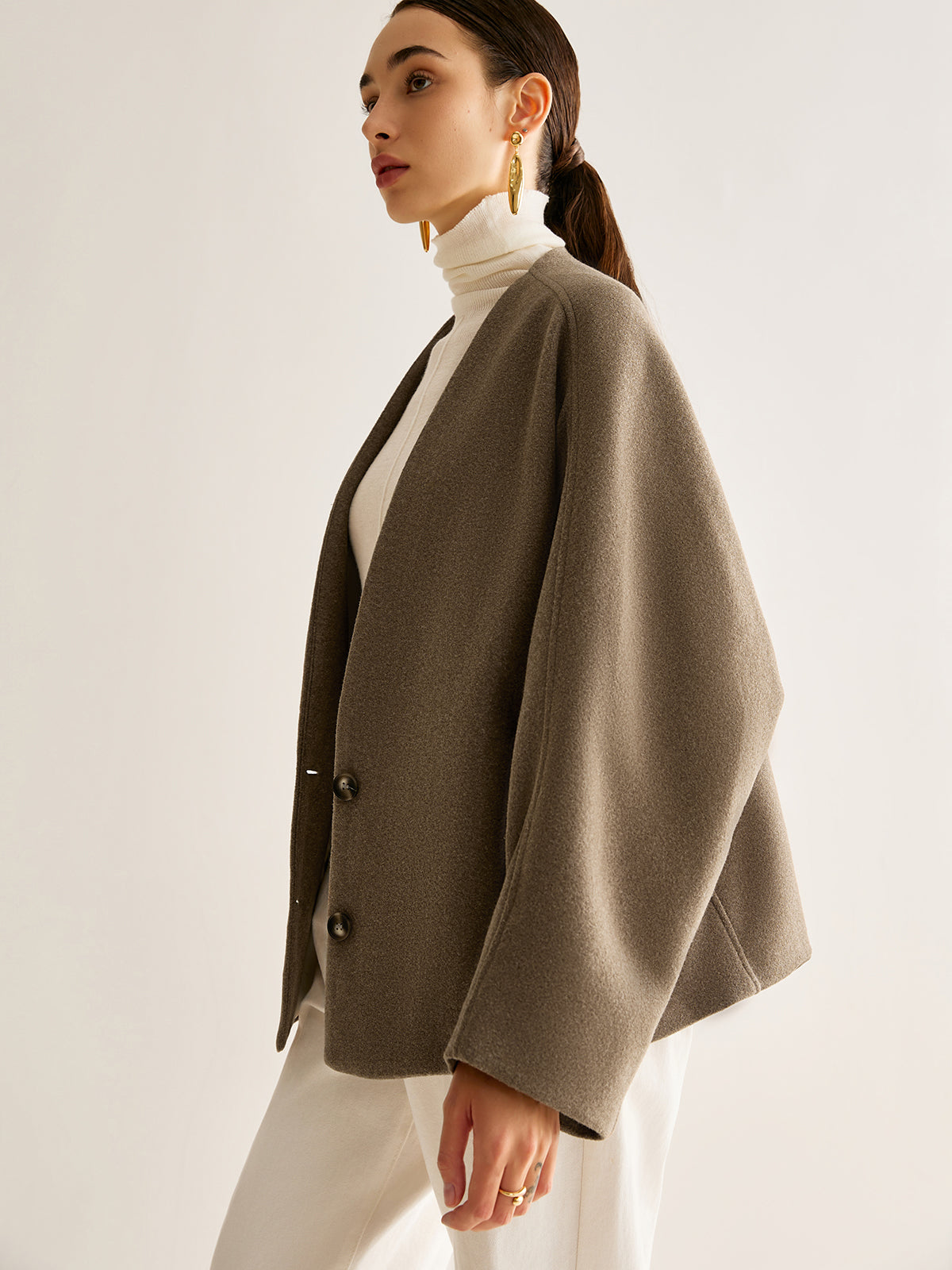 V-Neck Loose Warm Jacket-Massicos