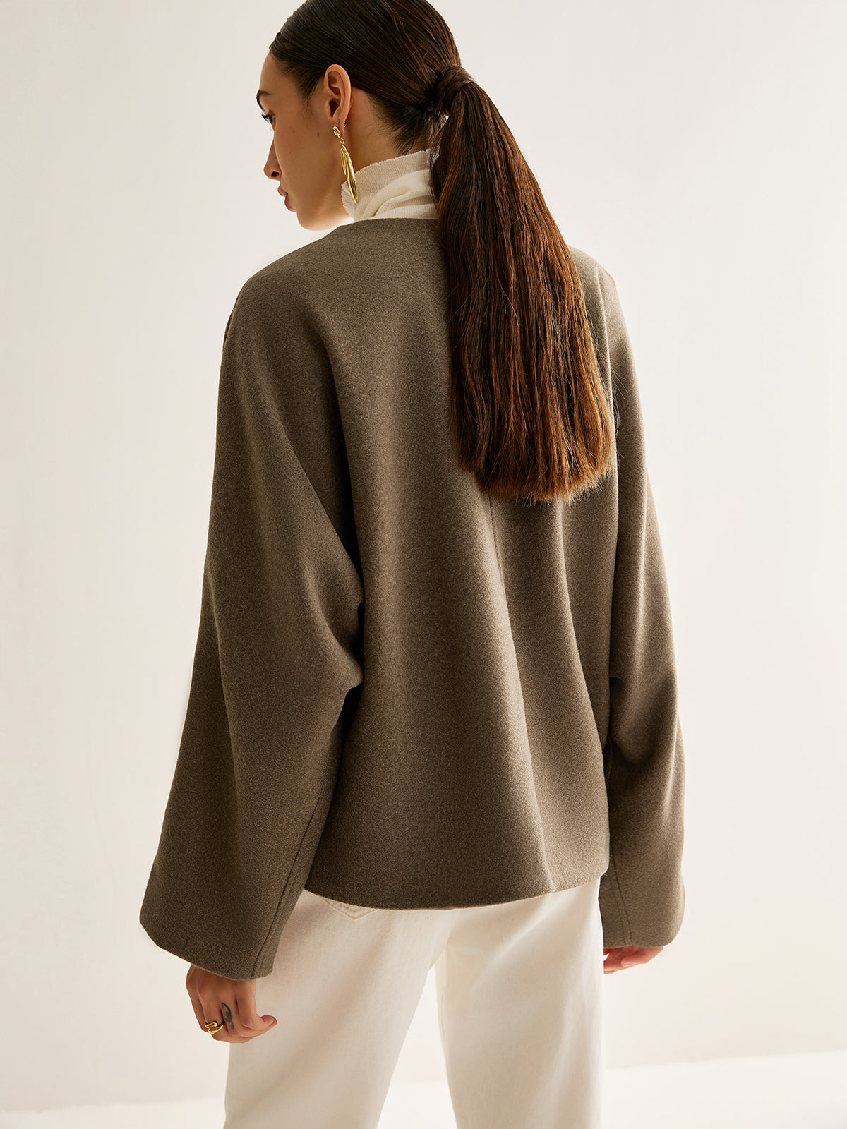 V-Neck Loose Warm Jacket-Massicos