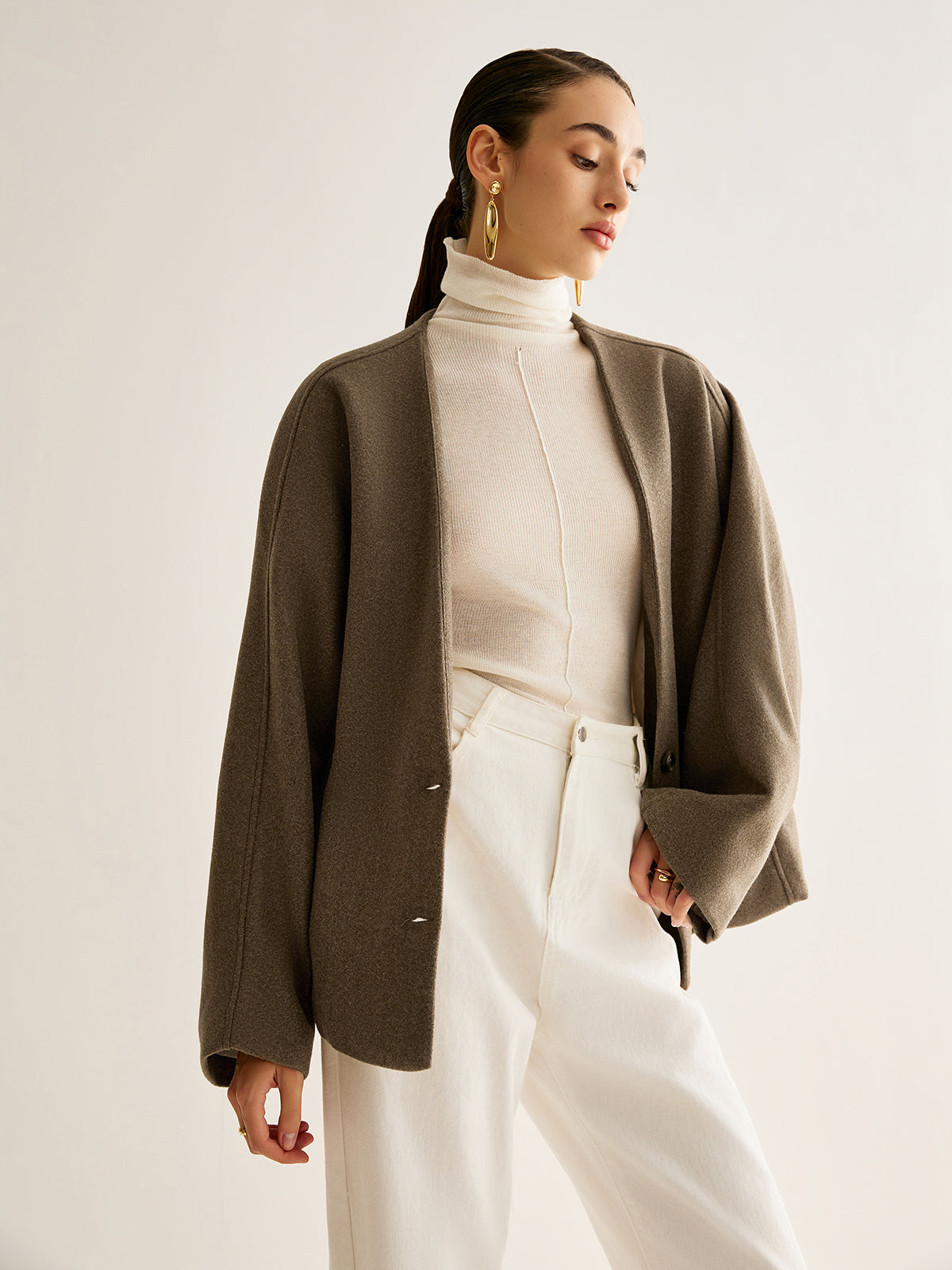 V-Neck Loose Warm Jacket-Massicos