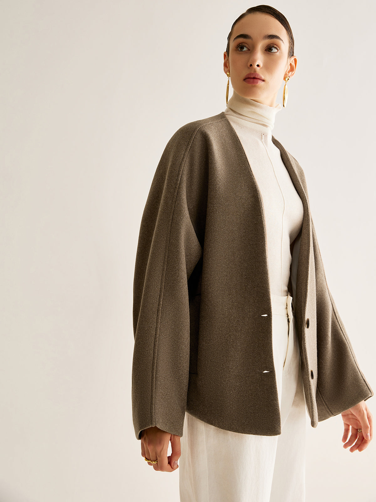 V-Neck Loose Warm Jacket-Massicos