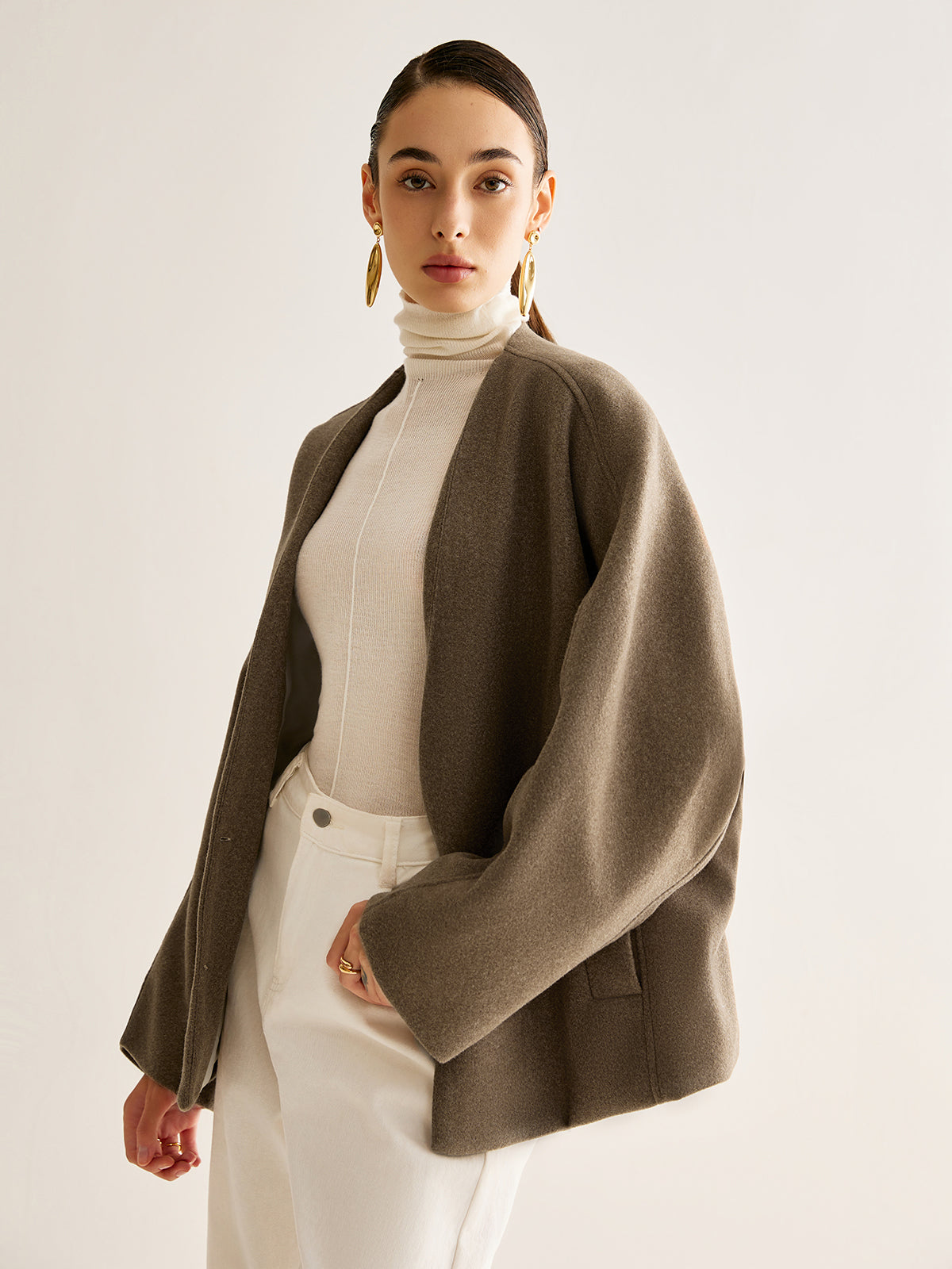 V-Neck Loose Warm Jacket-Massicos