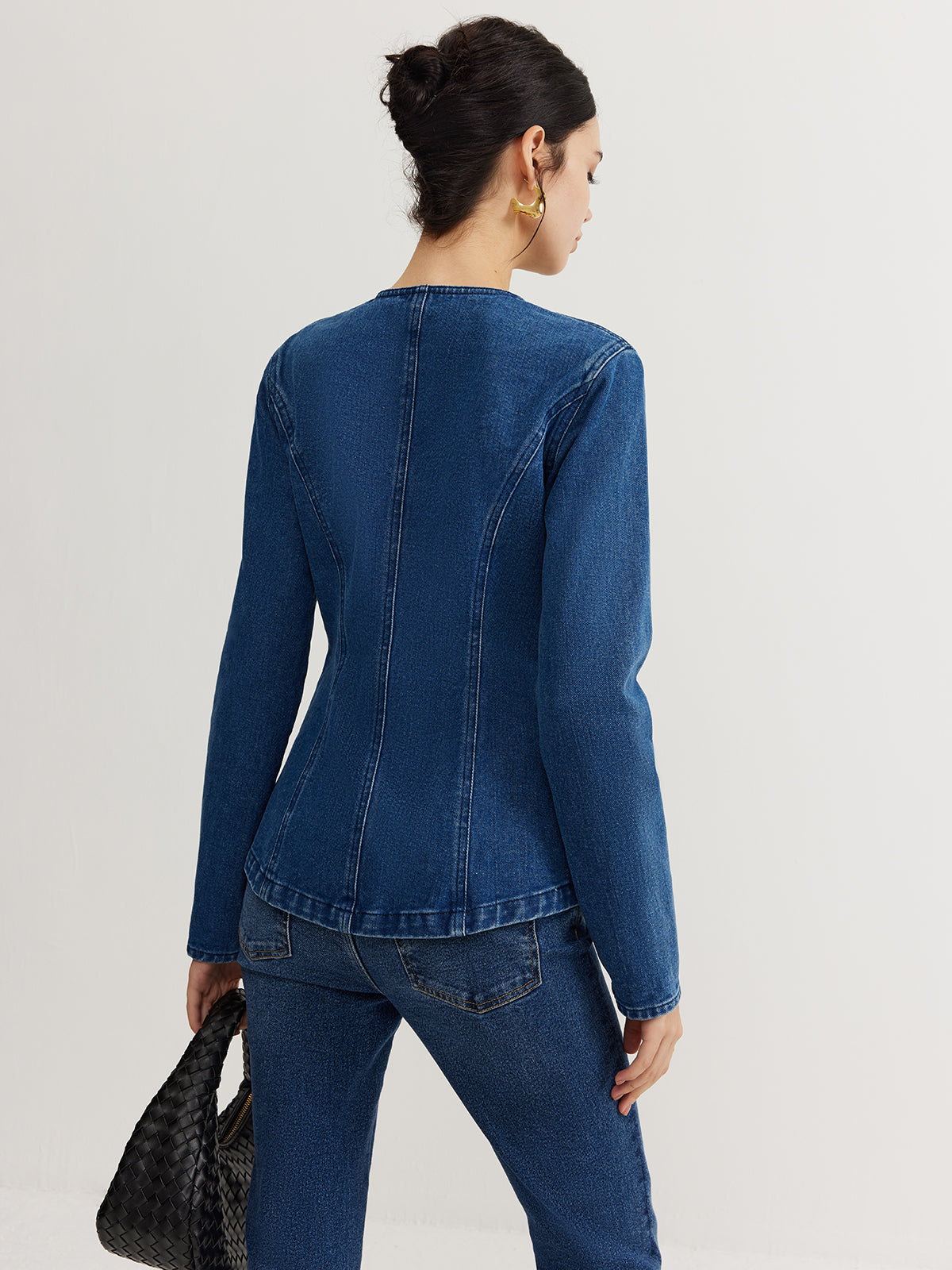 Button Down Denim Slim Jacket-Massicos