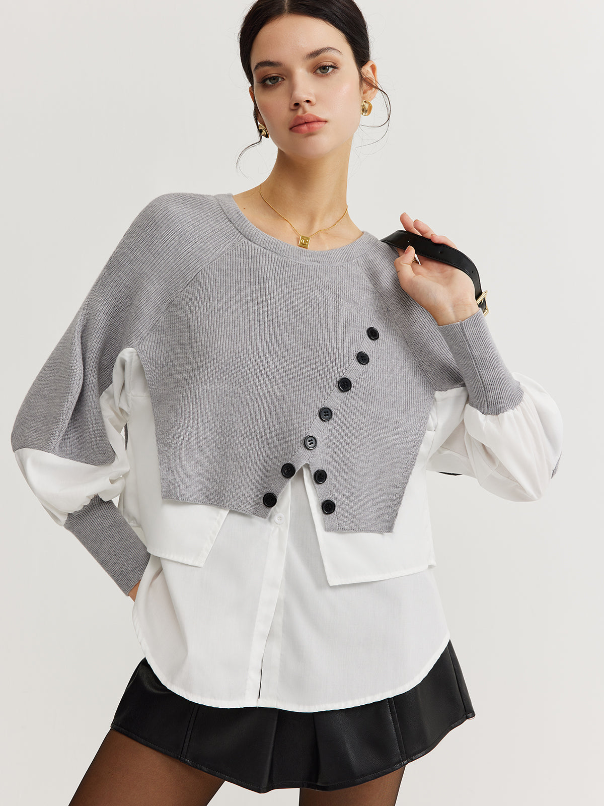 Color Block Panel Knit Top-Massicos