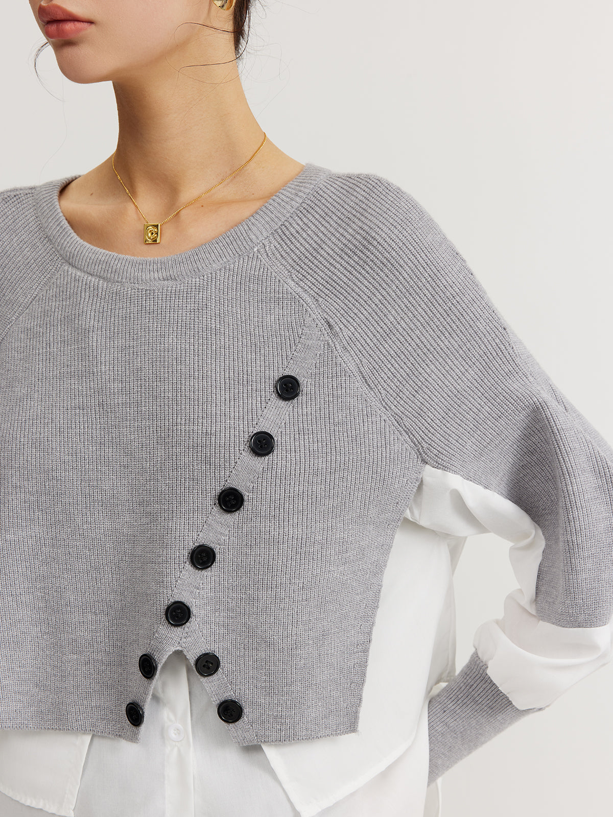 Color Block Panel Knit Top-Massicos