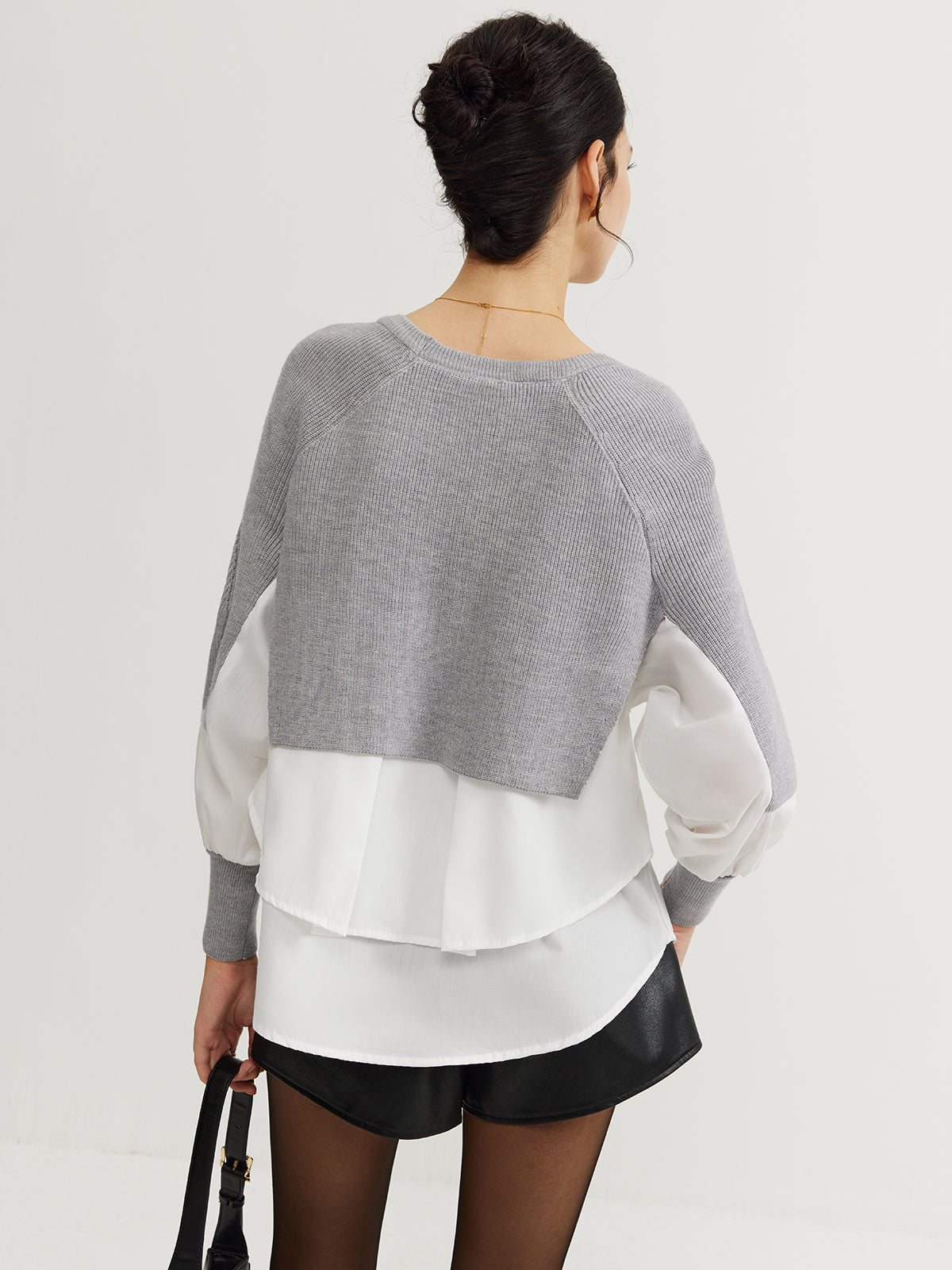 Color Block Panel Knit Top-Massicos