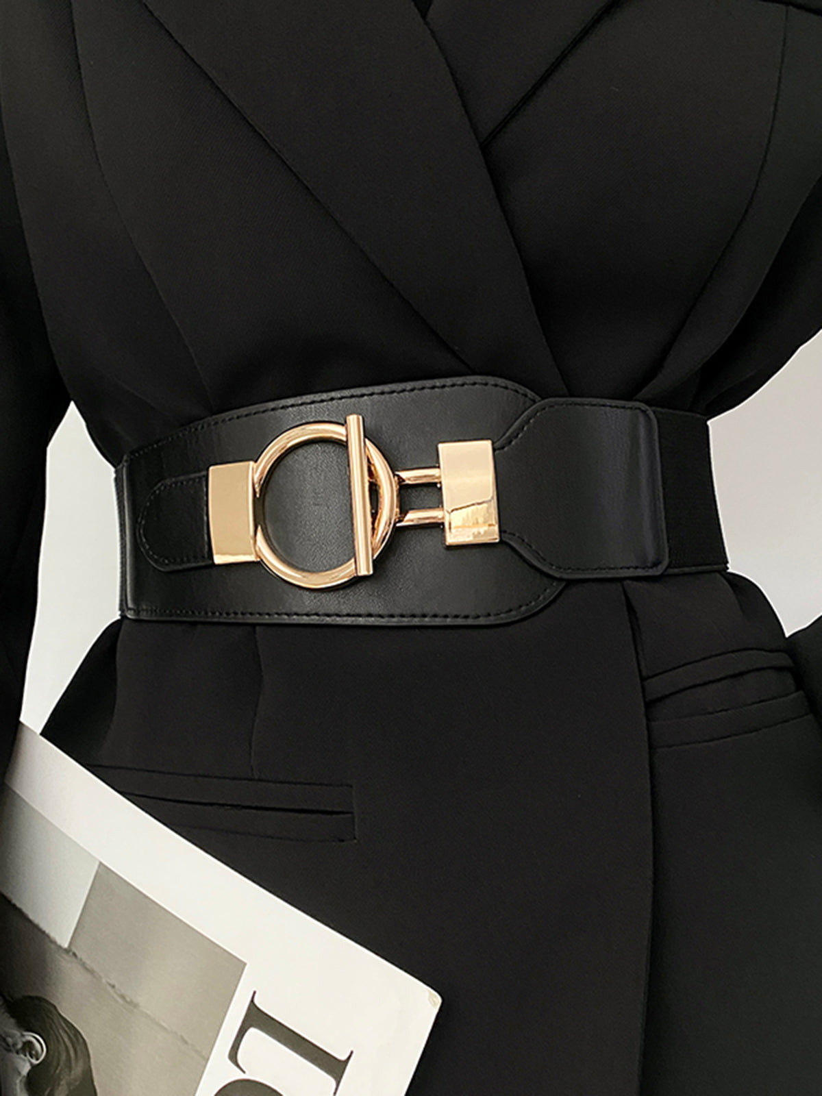 Metal Lariat Elastic Wide Belt-Massicos