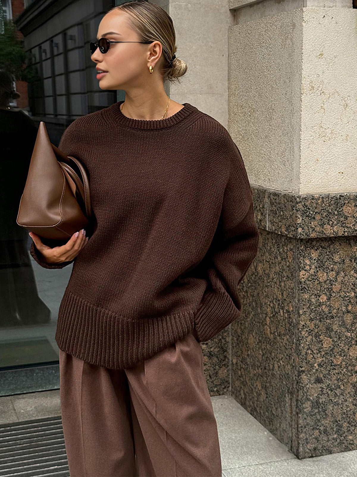 Minimalist Plain Shift Sweater-Massicos