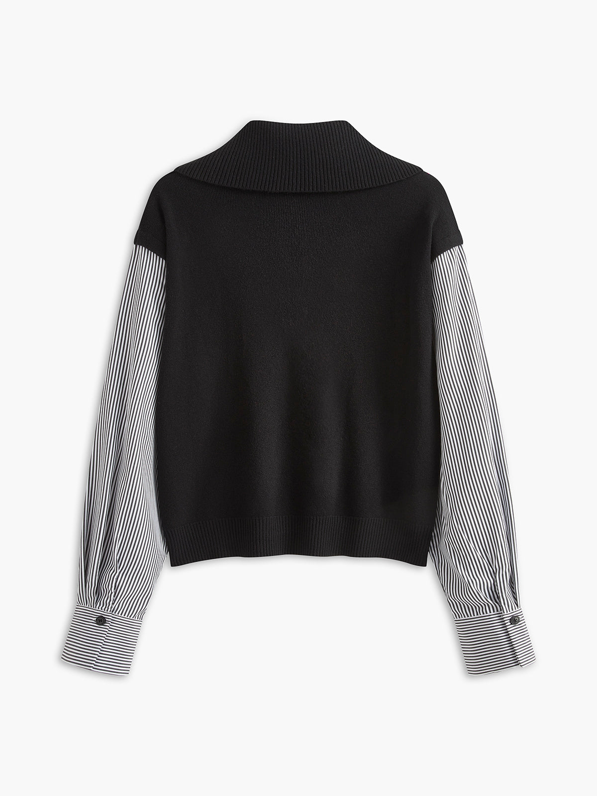 Color Block Panel Lapel Sweater-Massicos