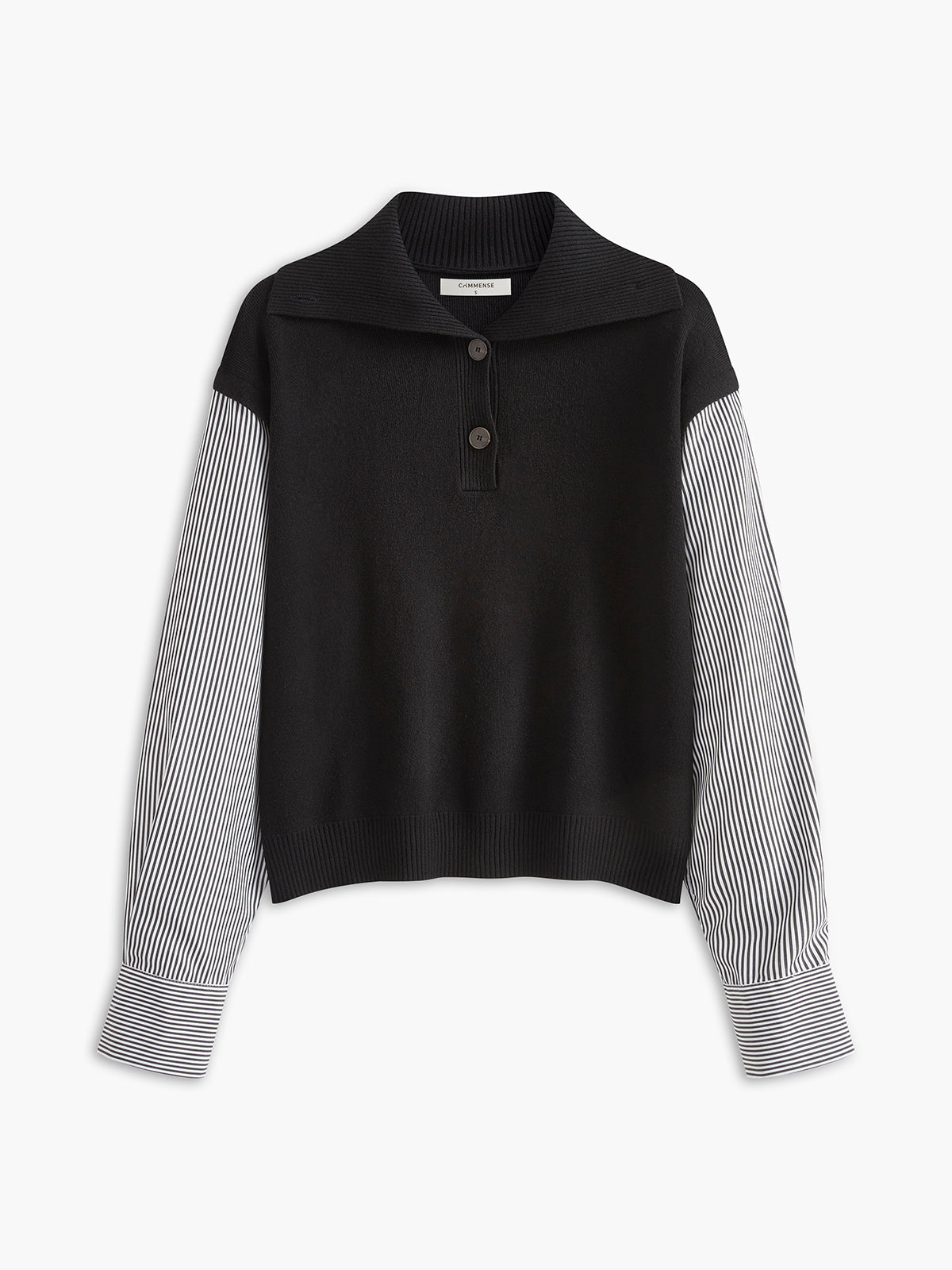 Color Block Panel Lapel Sweater-Massicos