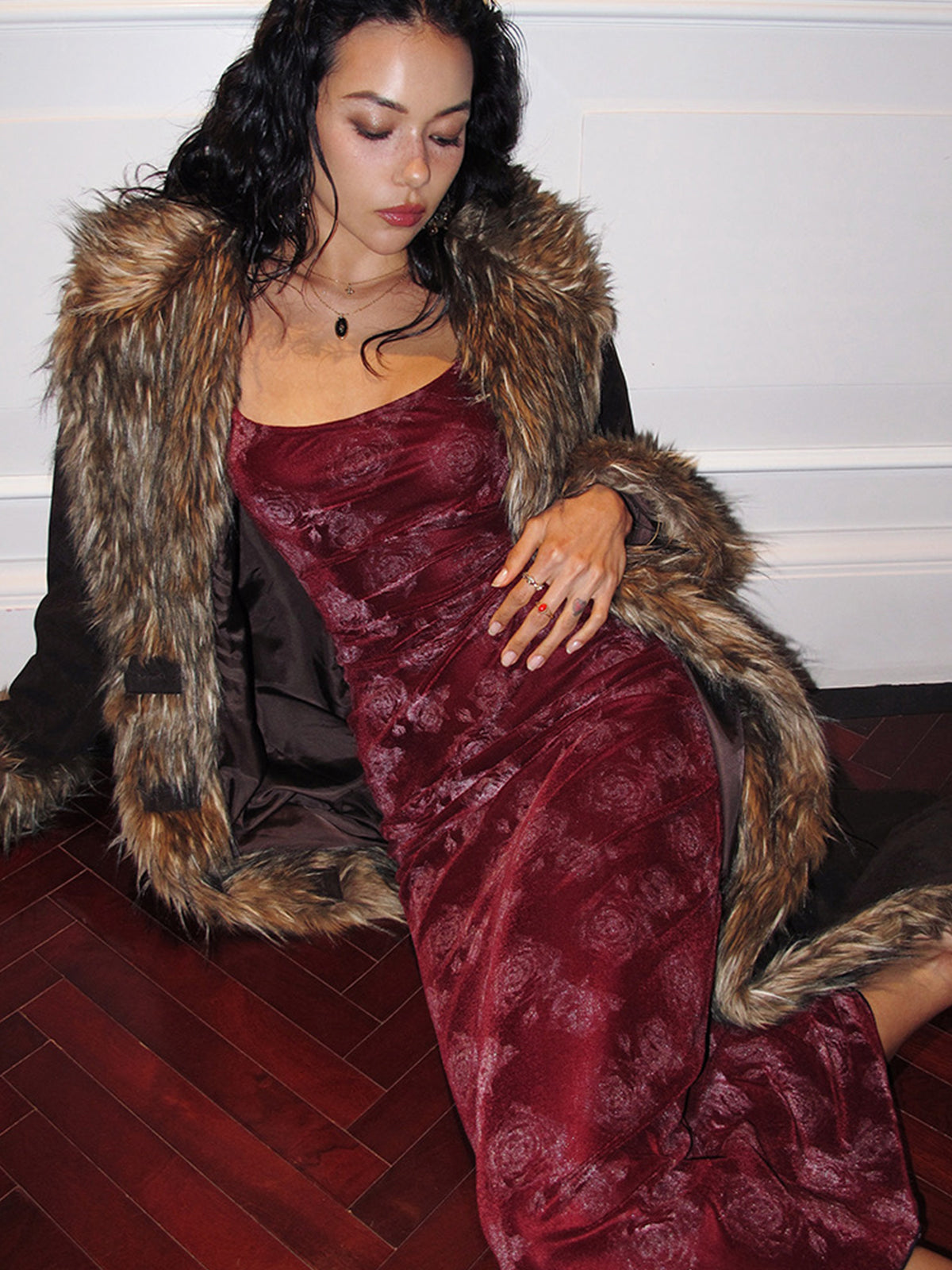 Rose Velvet Cami Dress-Massicos