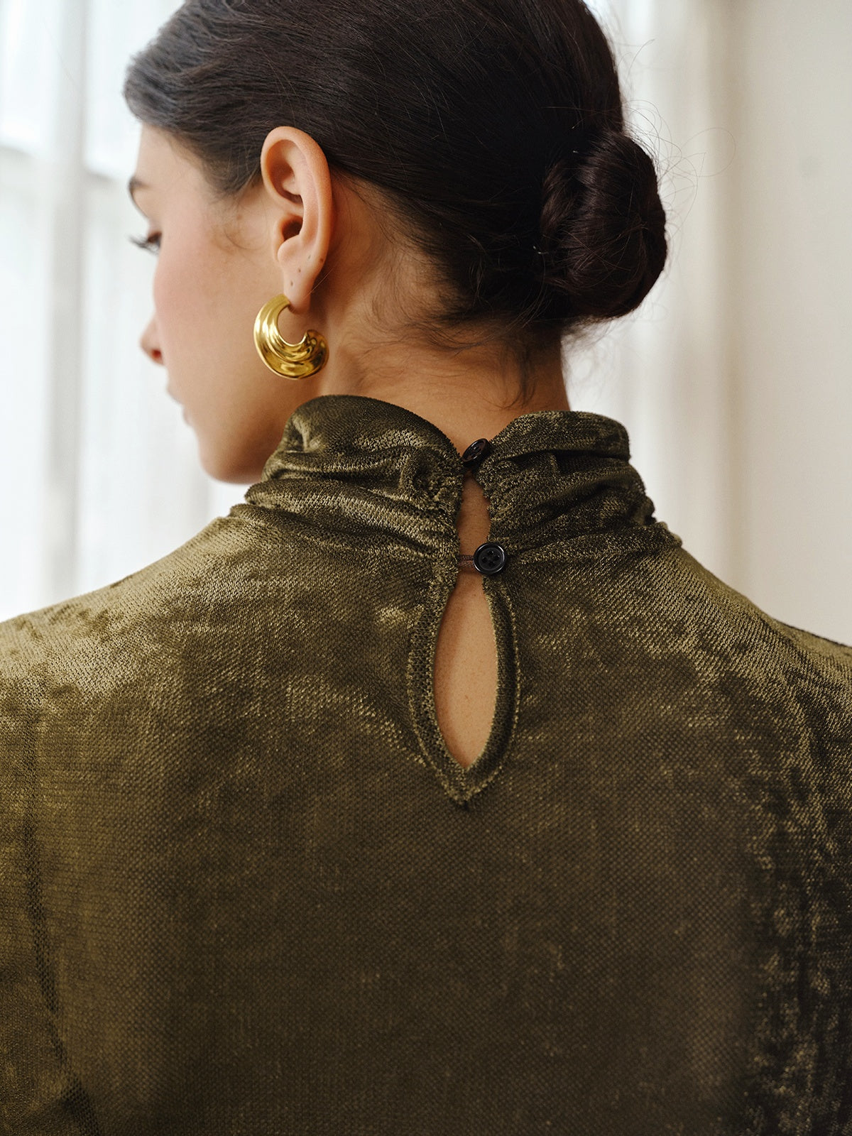 Turtleneck Semi-Sheer Velvet Top-Massicos