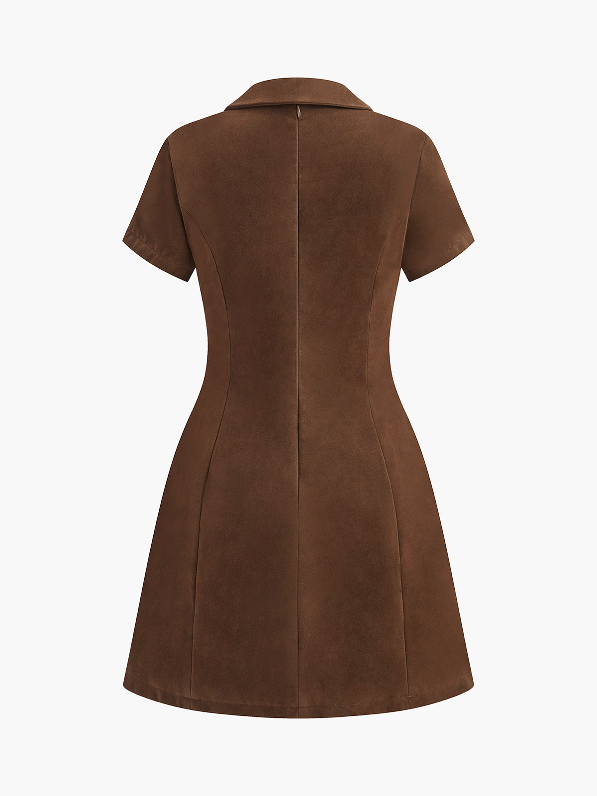 V-Neck Short Sleeve Suede Dress-Massicos