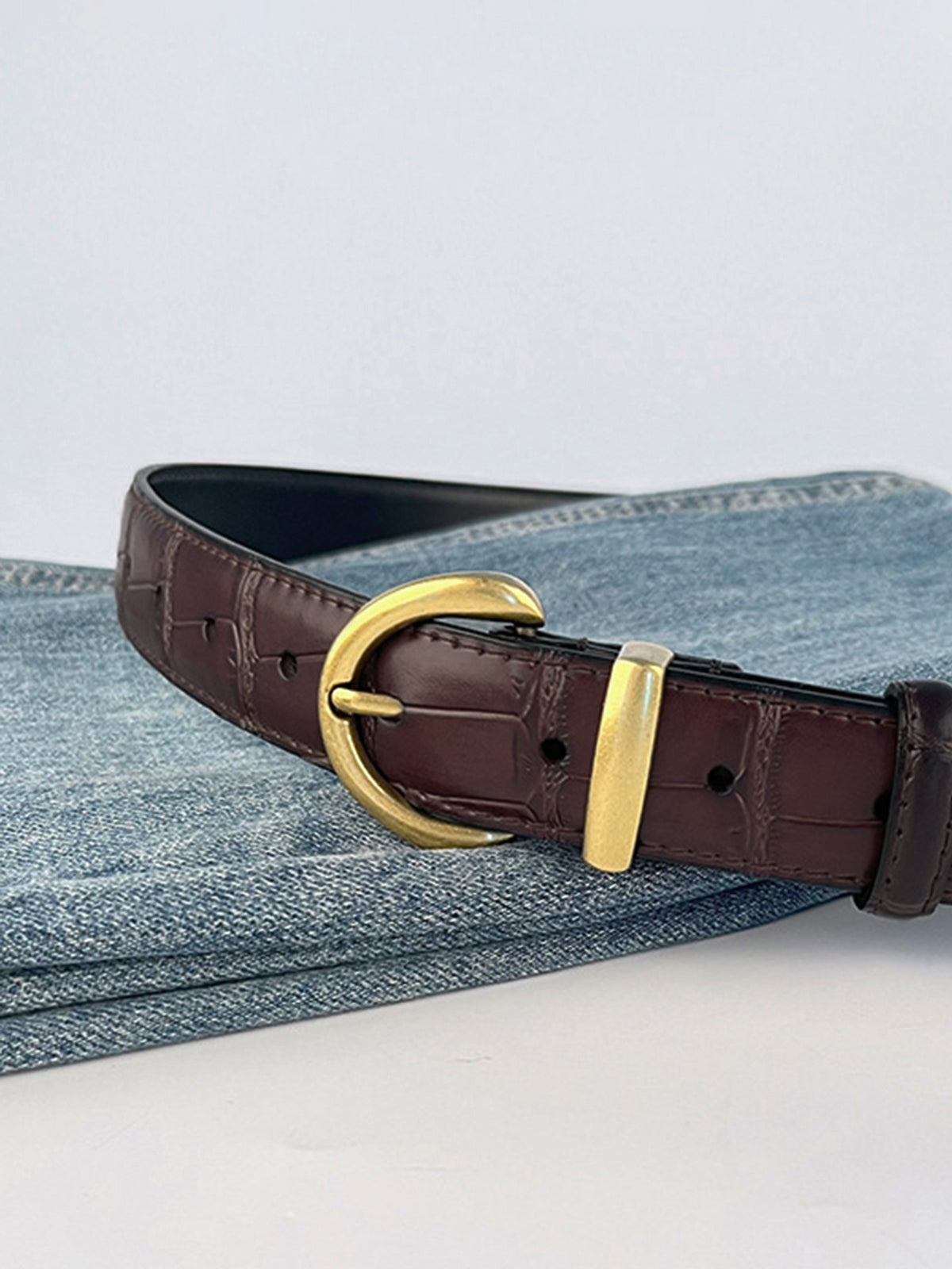 Vintage Crocodile Pattern Buckle Belt-Massicos