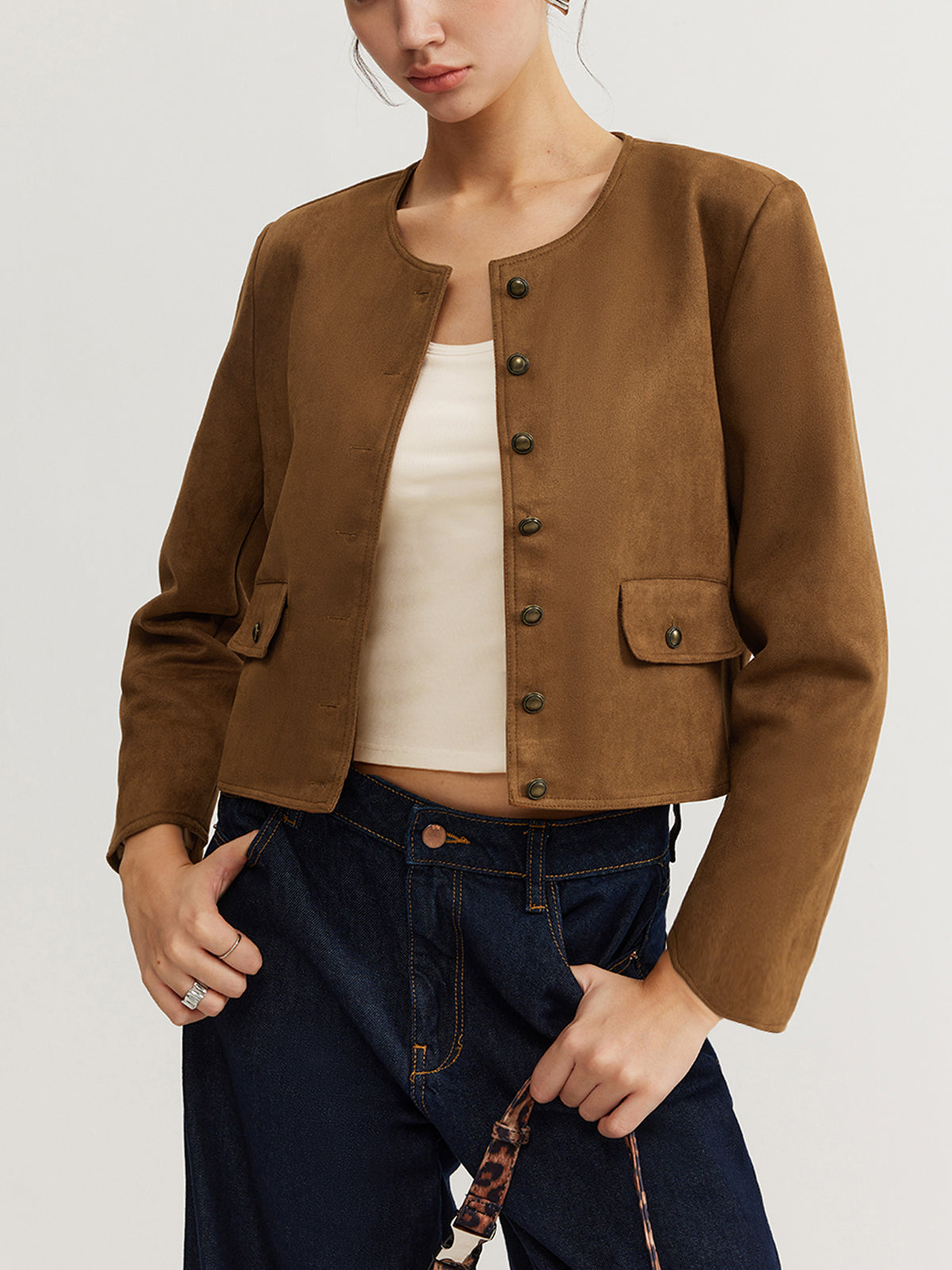 Leisure Button Suede Trench Coat-Massicos