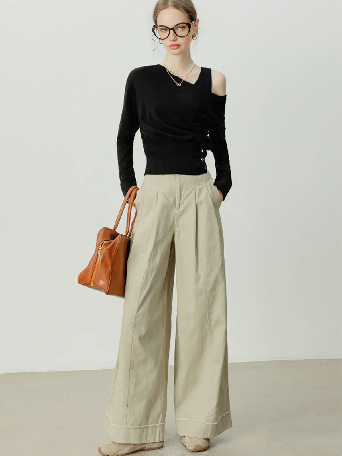 Asymmetrical Cold Shoulder Sweater Co-ords-Massicos