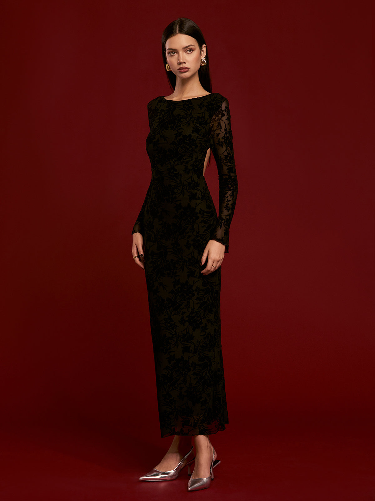 Tie Backless Velvet Dress-Massicos