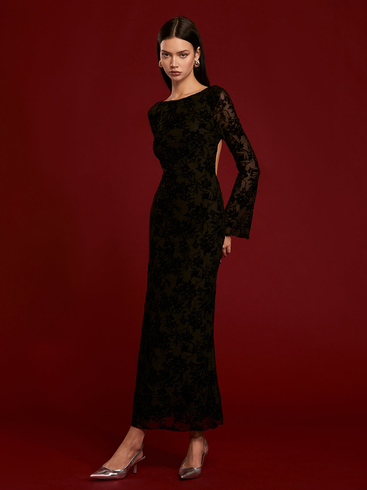 Tie Backless Velvet Dress-Massicos