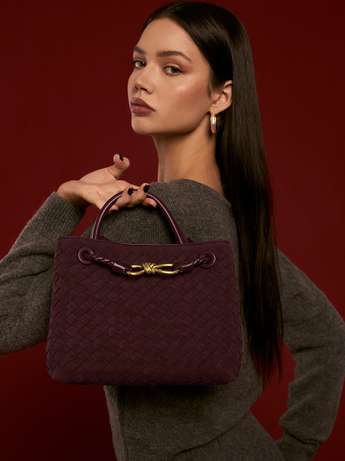 Suede Woven Tote Bag-Massicos