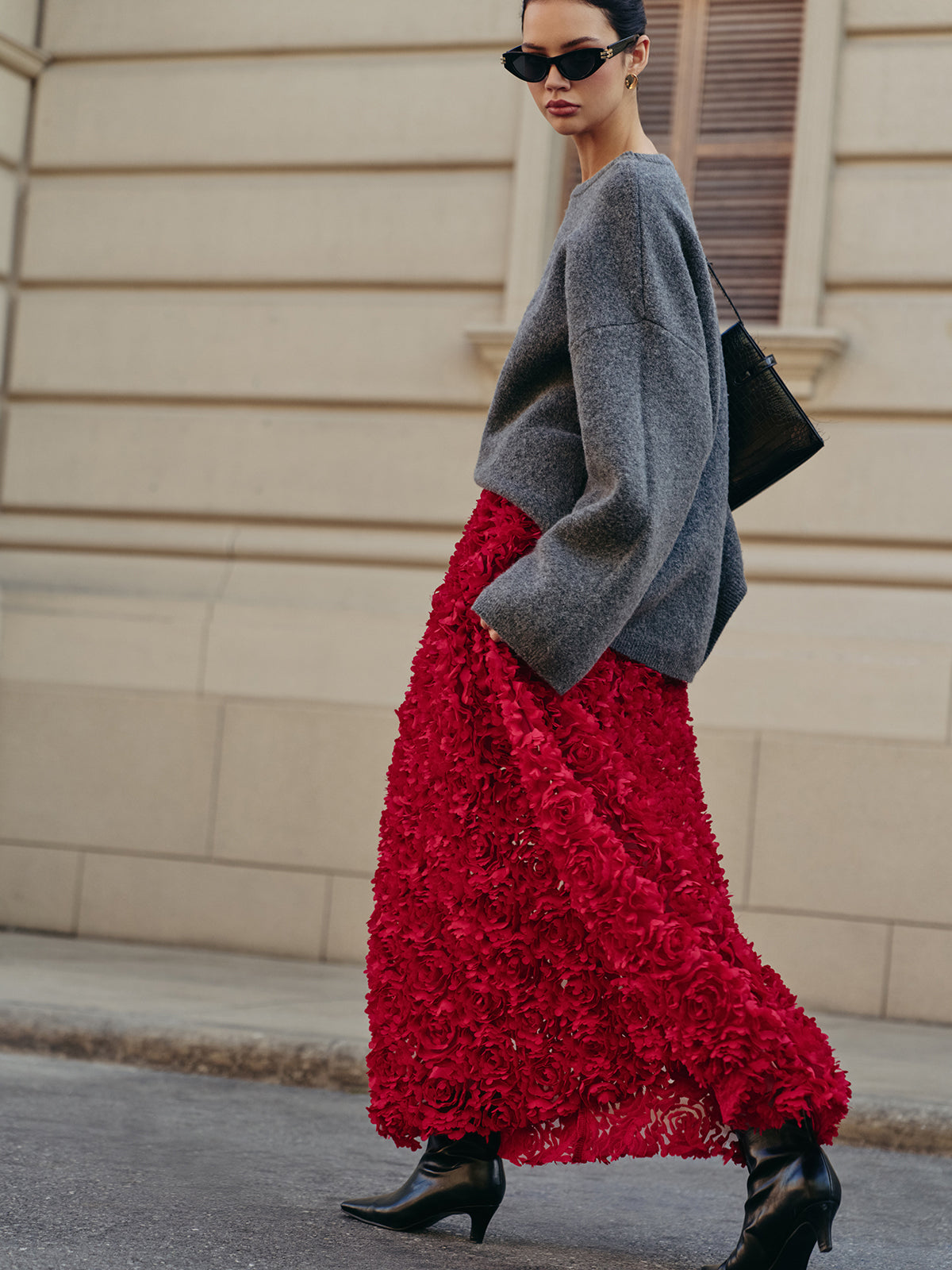 High-Waist Rosette Skirt-Massicos