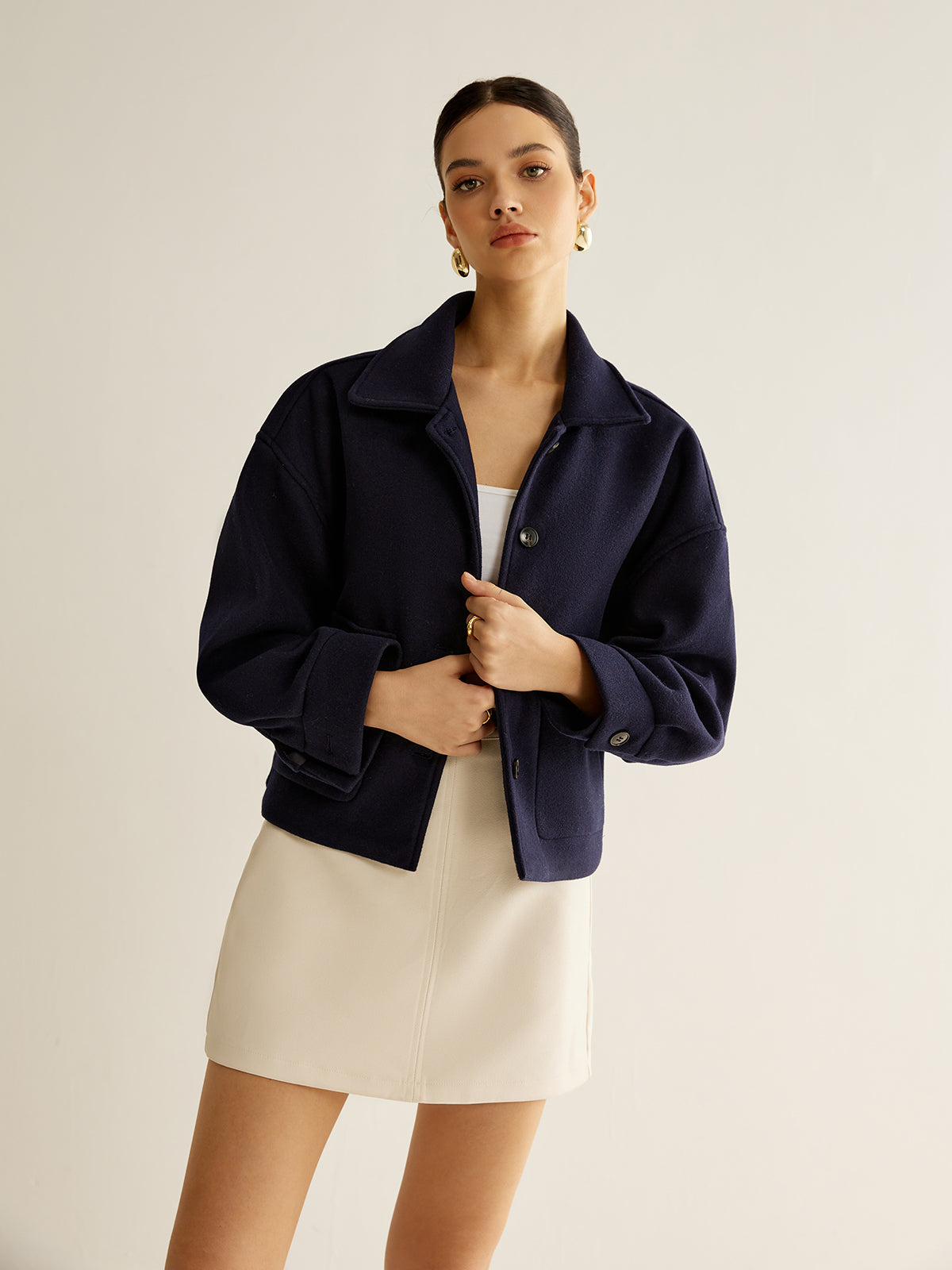 Casual Pockets Button Jacket-Massicos