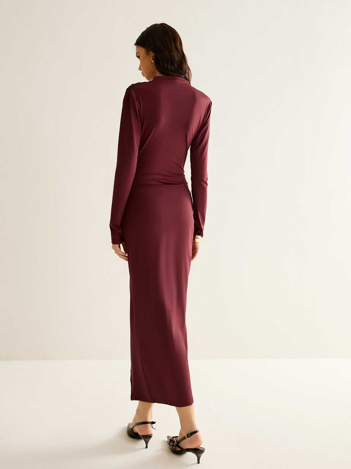 Elegant Pleated Split Dress-Massicos