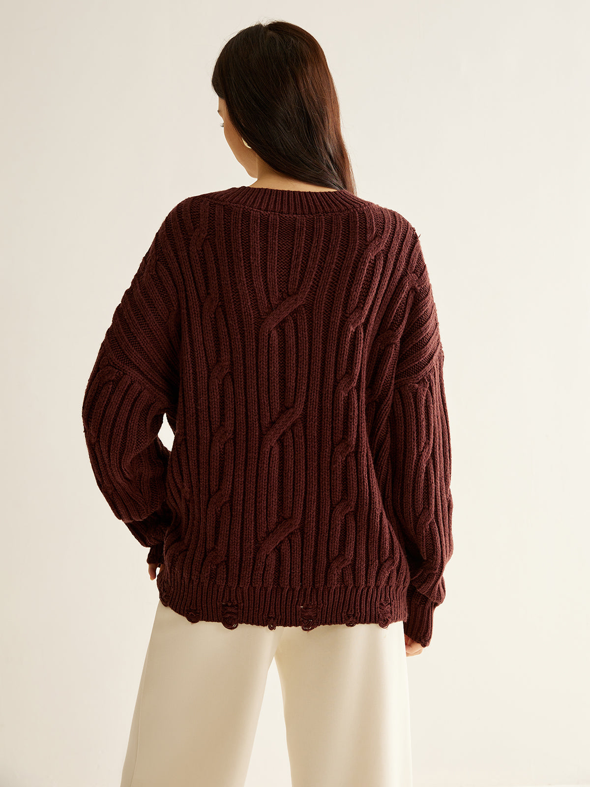 Buckle Belted Beaded Knit Top-Massicos