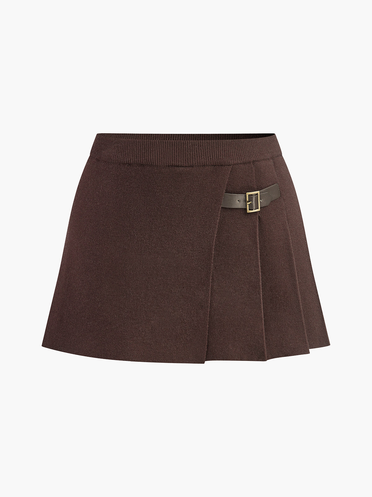 Elastic Waist Pleated Knit Skirt-Massicos