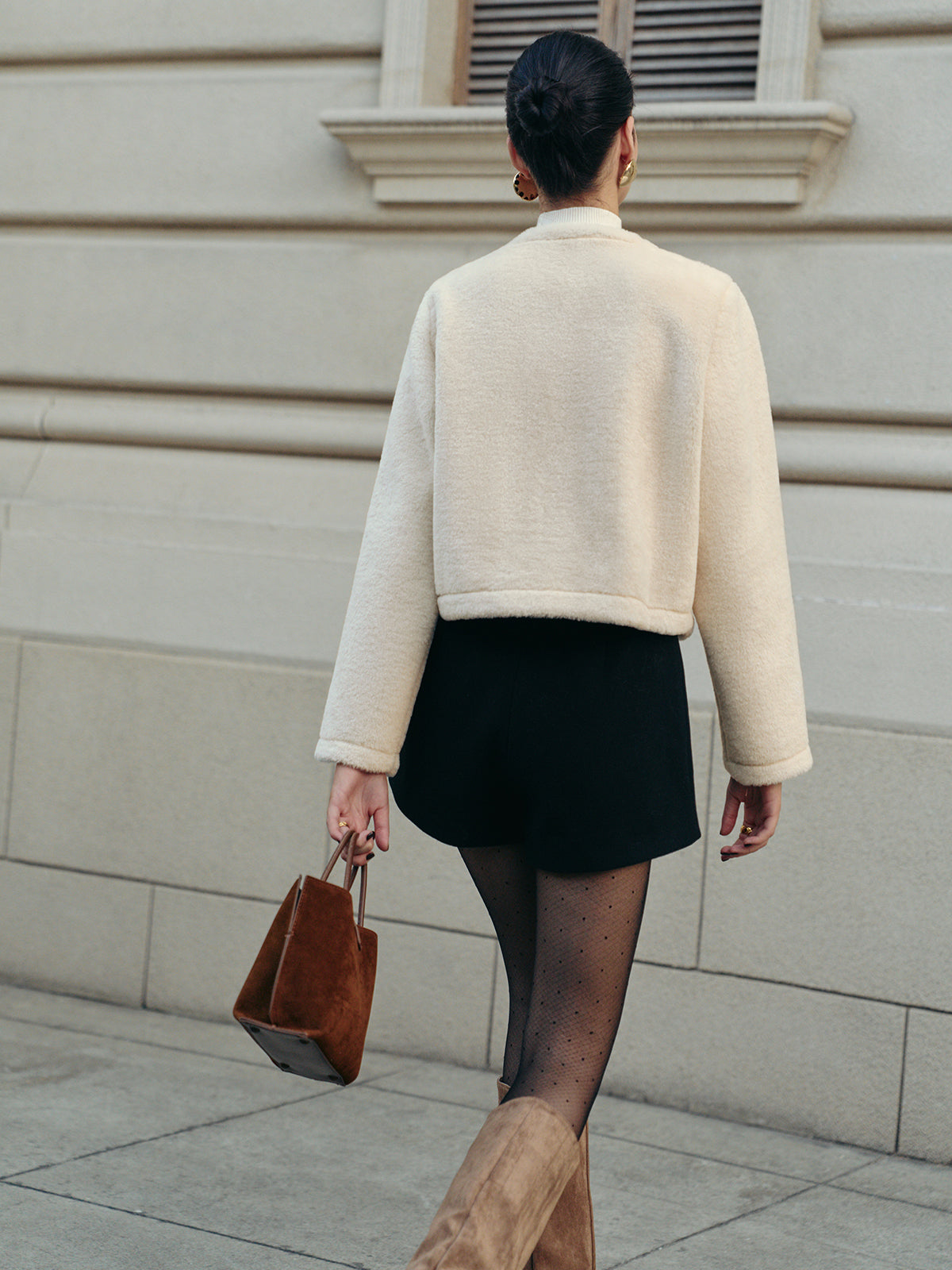 Elegant Faux Fur Short Coat-Massicos