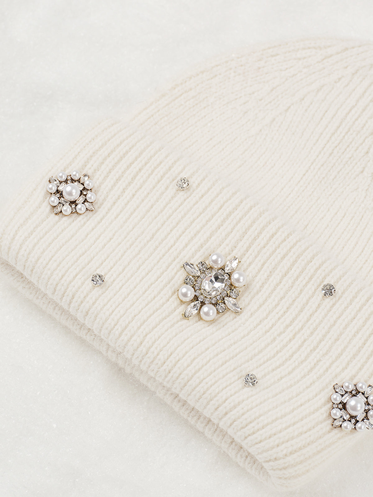 Rhinestone Rabbit Fur Beanie-Massicos