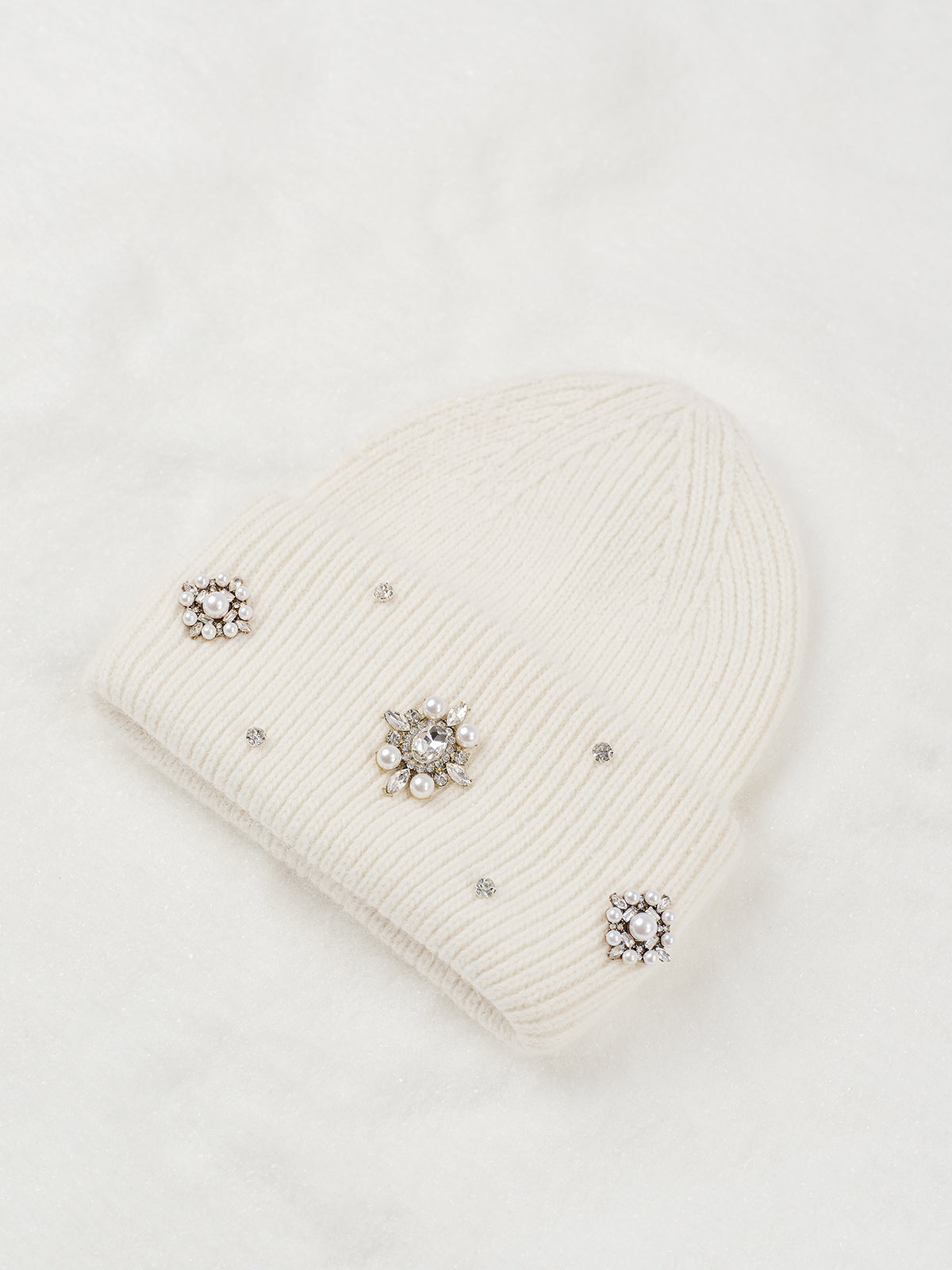 Rhinestone Rabbit Fur Beanie-Massicos