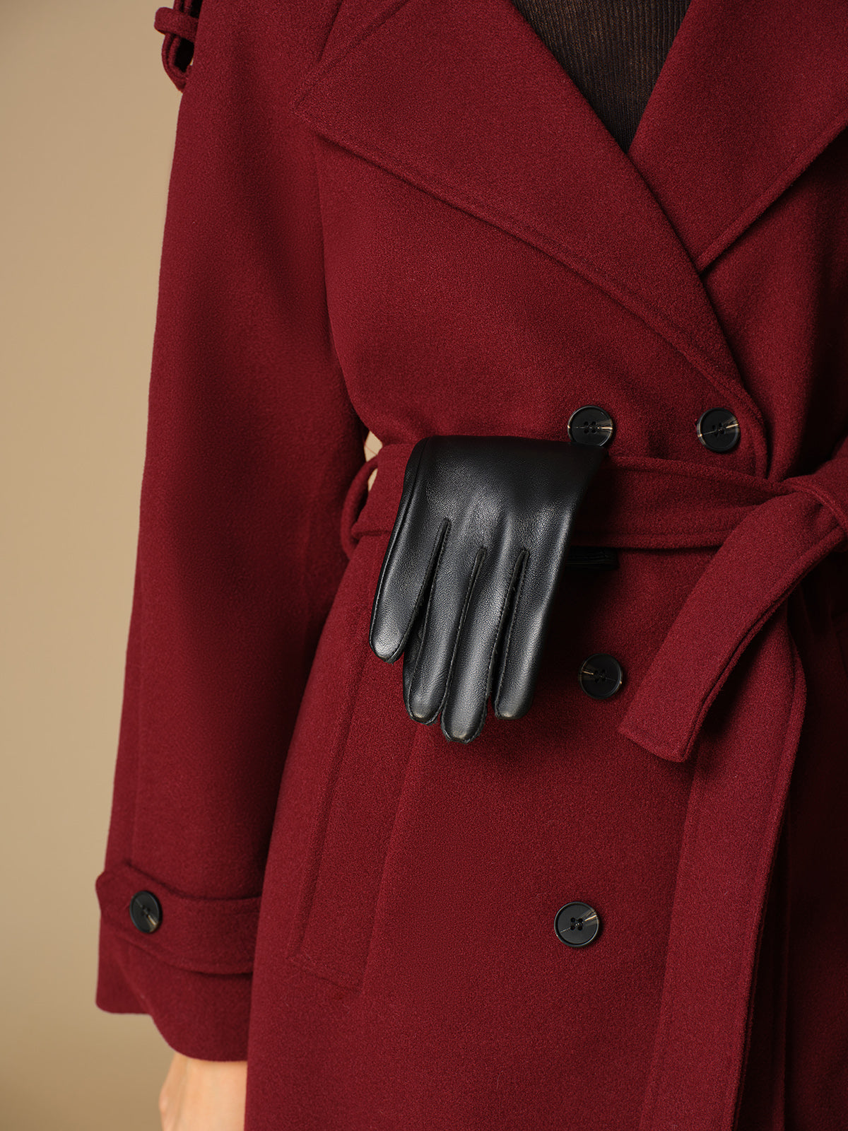 Metal Detail Sheepskin Fleecing Gloves-Massicos